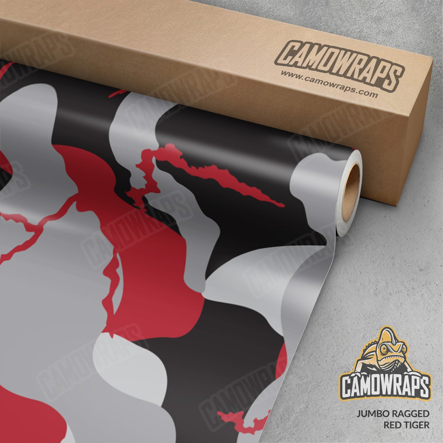 Jumbo Ragged Red Tiger Camo Vinyl Wrap