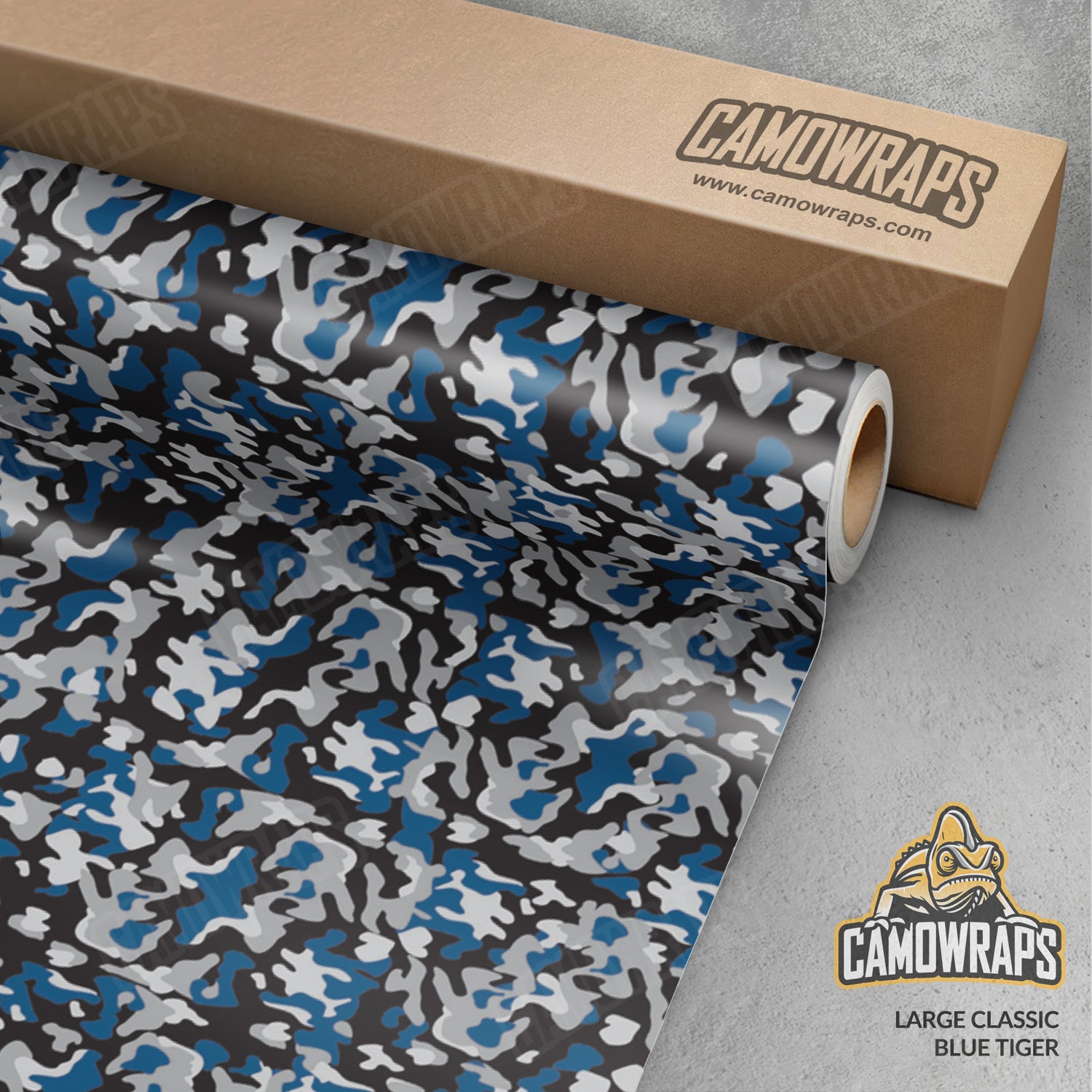 Large Classic Blue Tiger Camo Vinyl Wrap