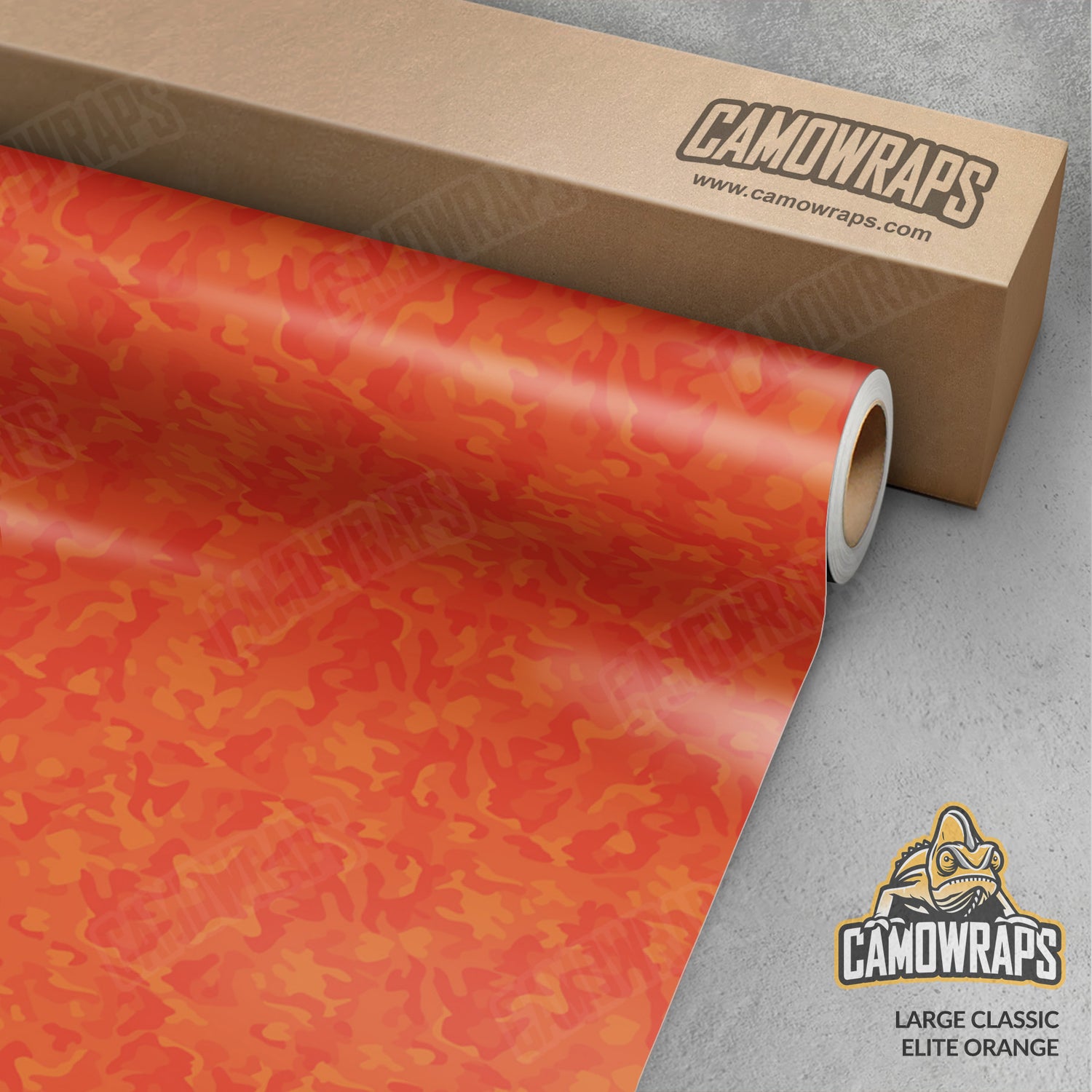 Large Classic Elite Orange Camo Vinyl Wrap