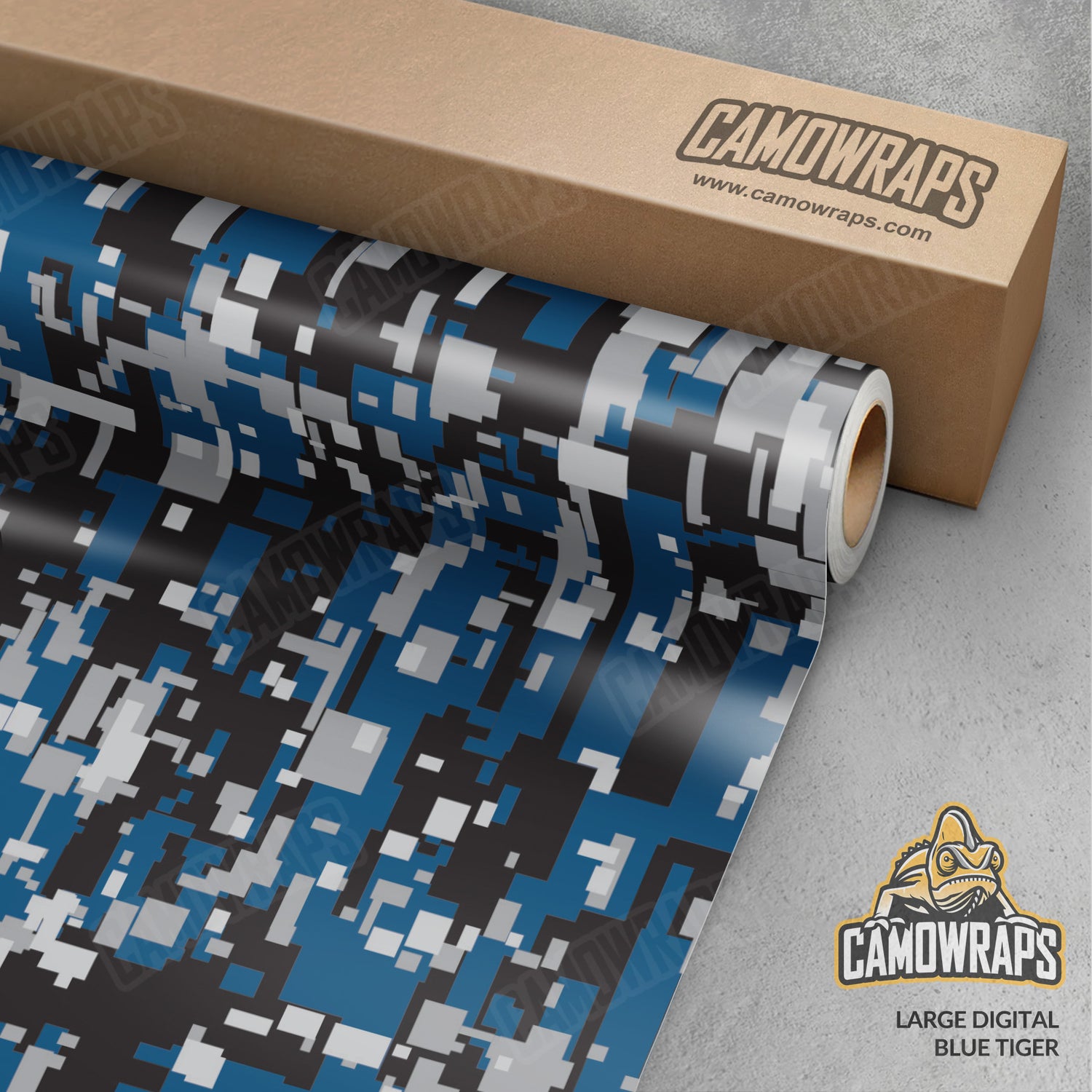 Large Digital Blue Tiger Camo Vinyl Wrap