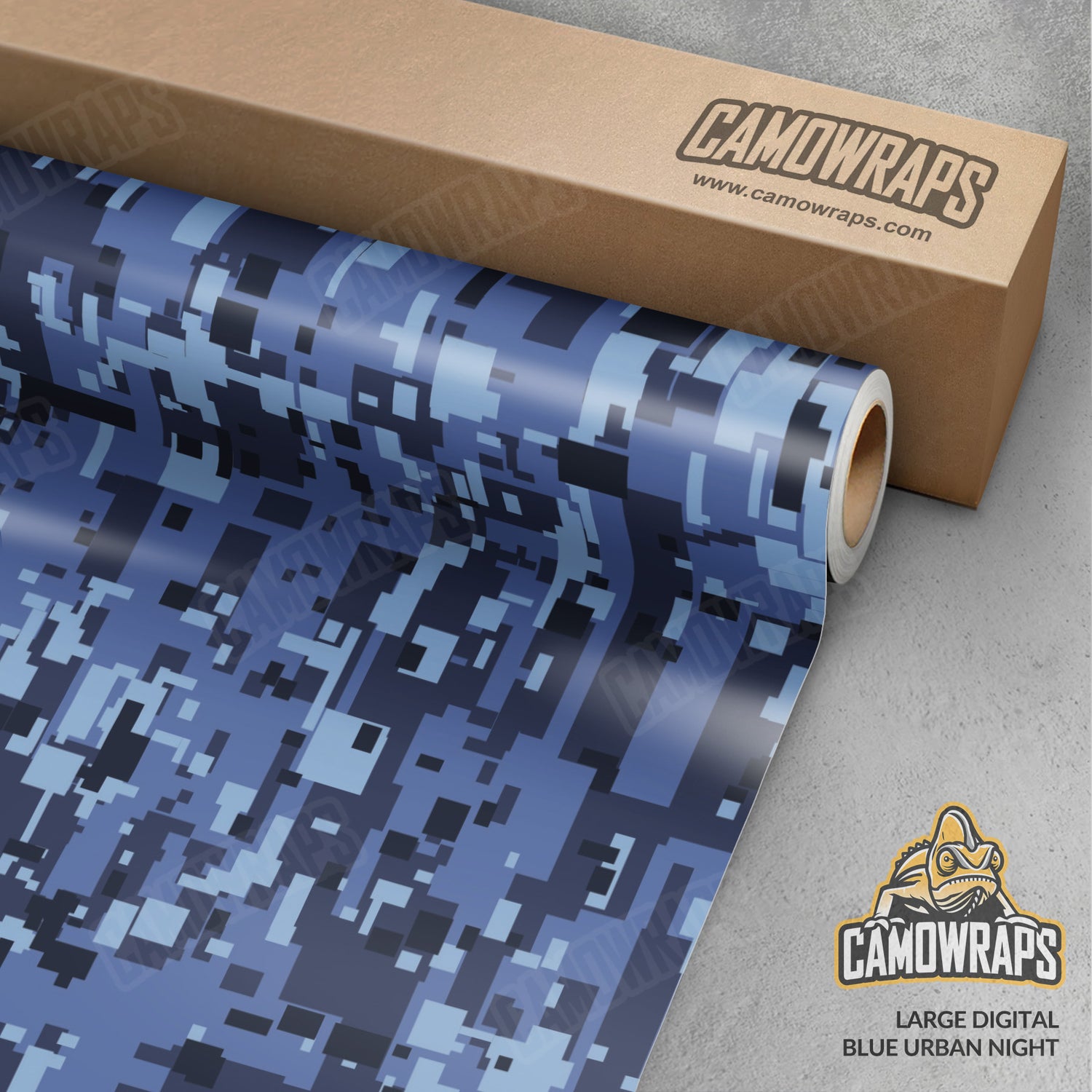 Large Digital Blue Urban Night Camo Vinyl Wrap