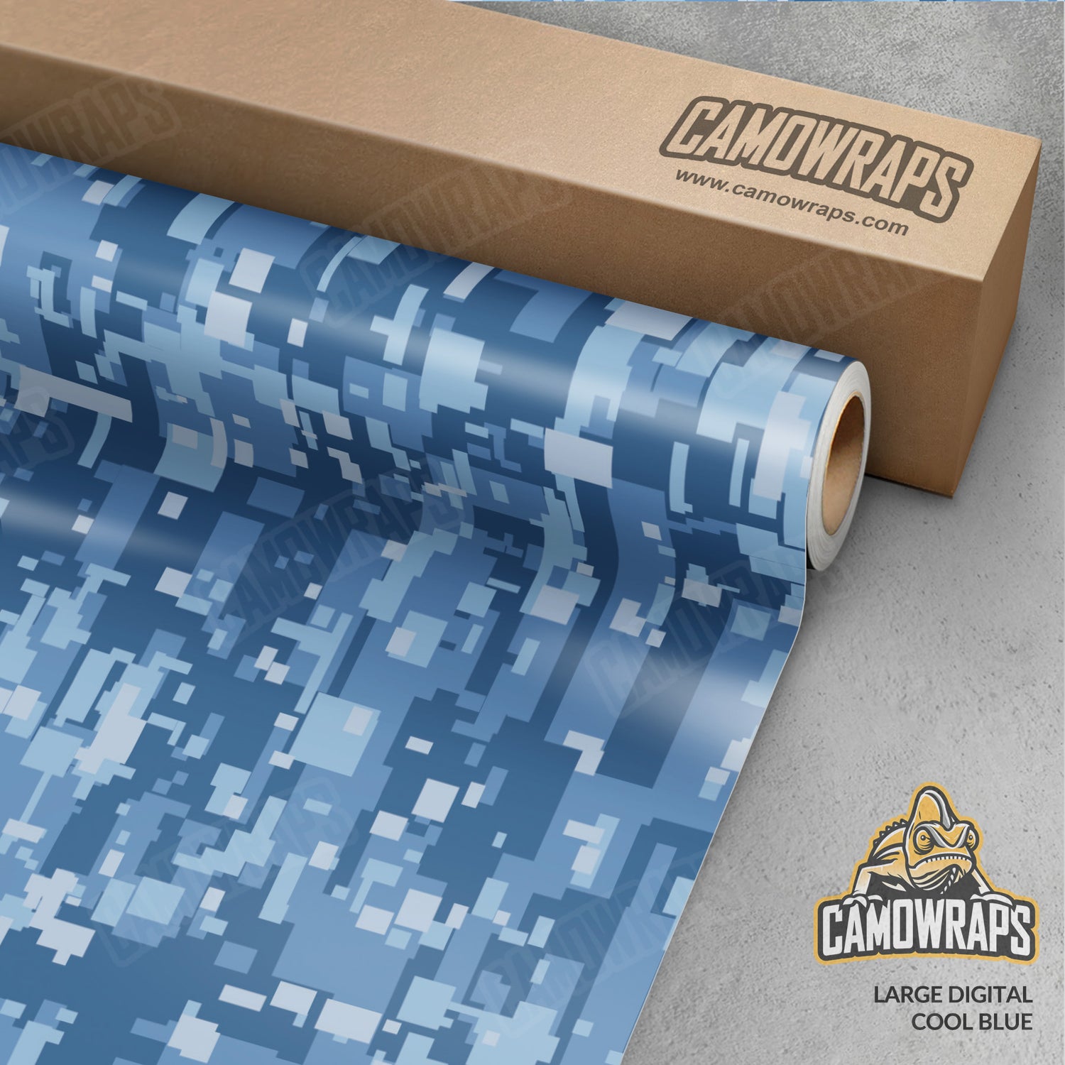 Large Digital Cool Blue Camo Vinyl Wrap