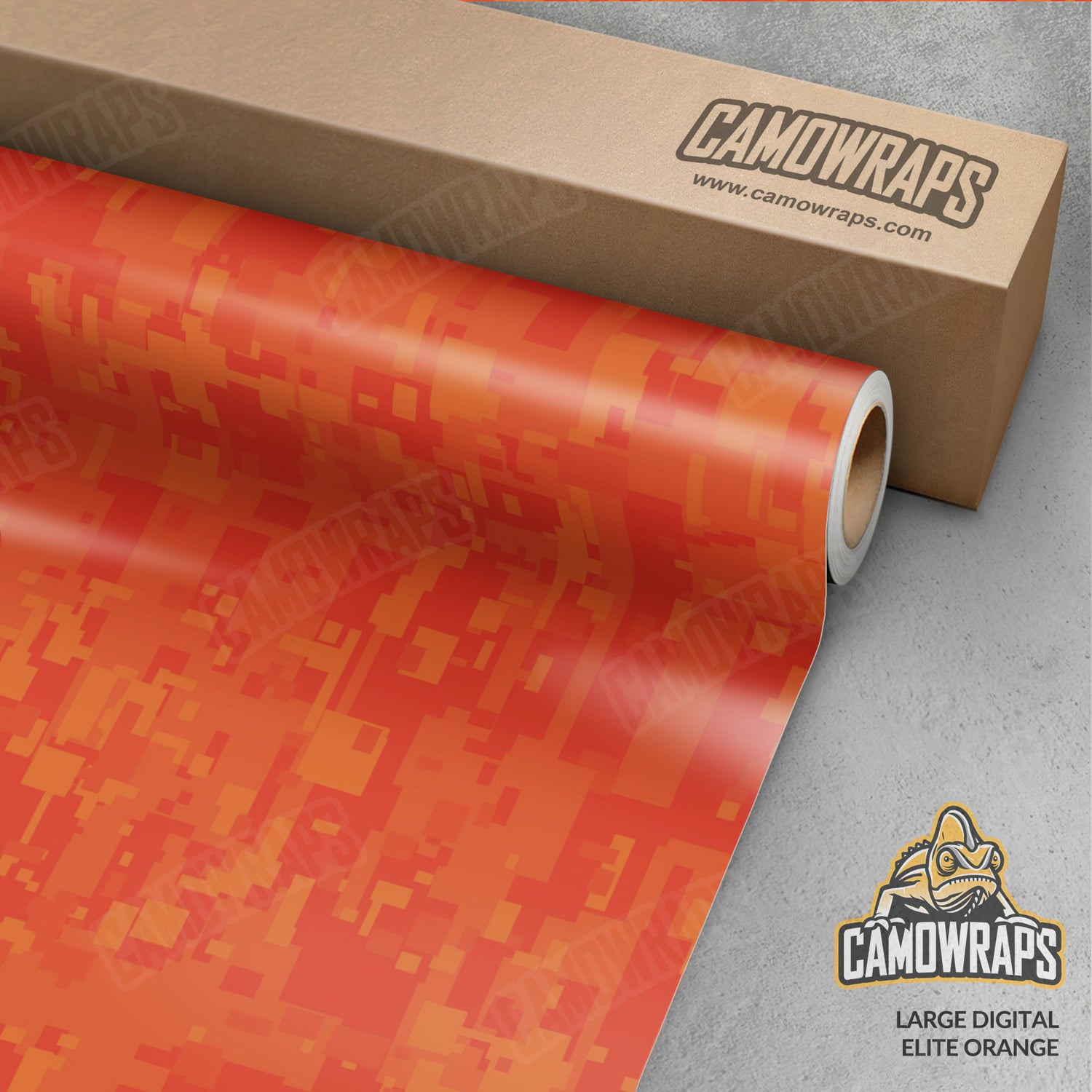 Large Digital Elite Orange Camo Vinyl Wrap