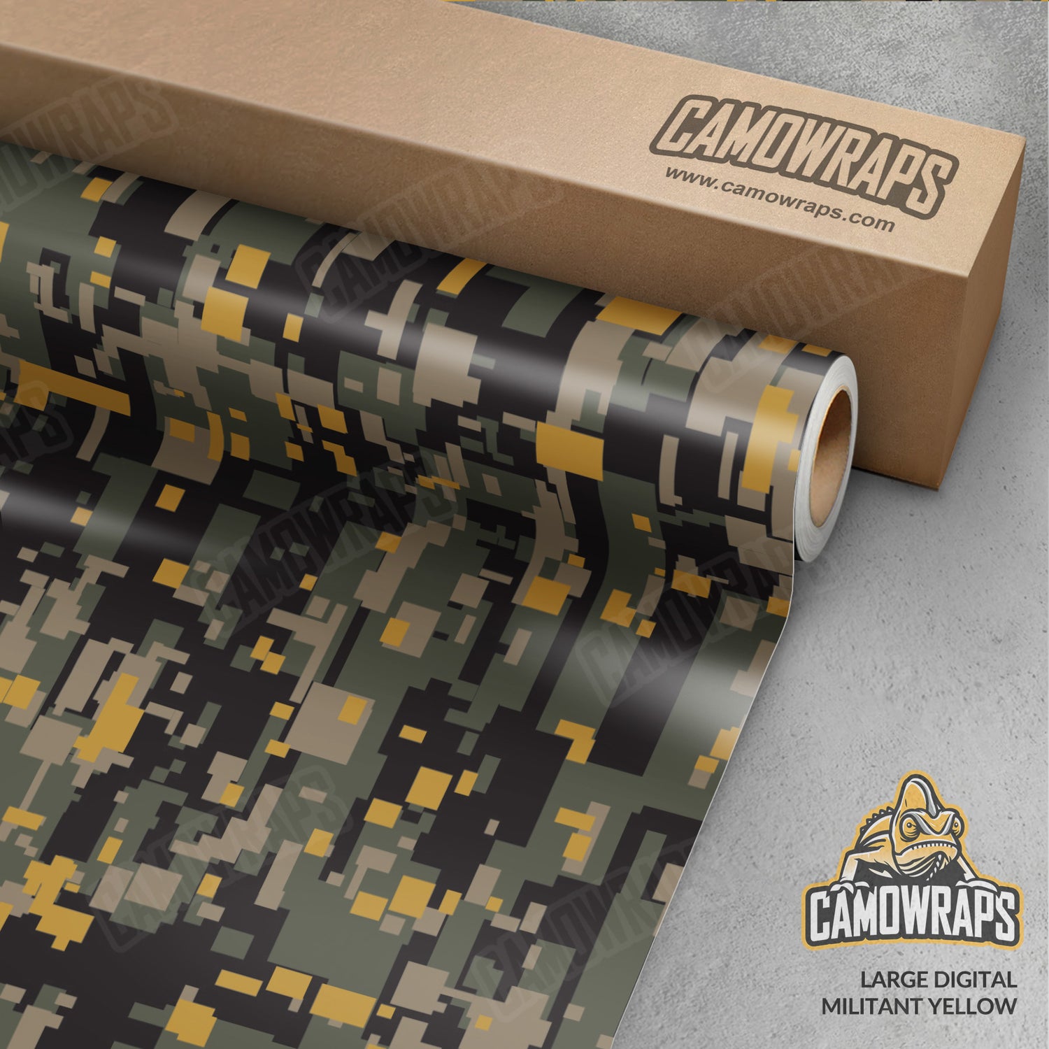 Large Digital Militant Yellow Camo Vinyl Wrap