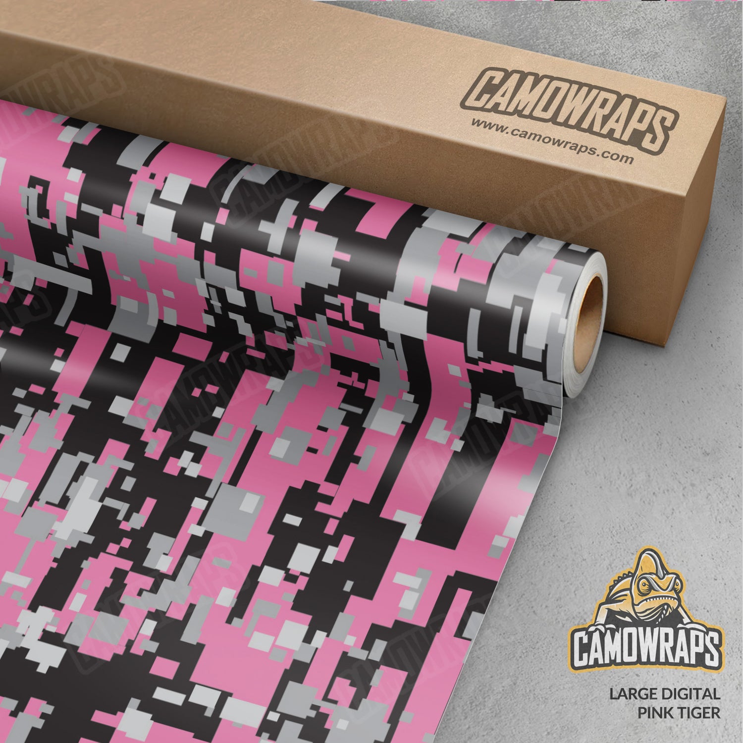 Large Digital Pink Tiger Camo Vinyl Wrap