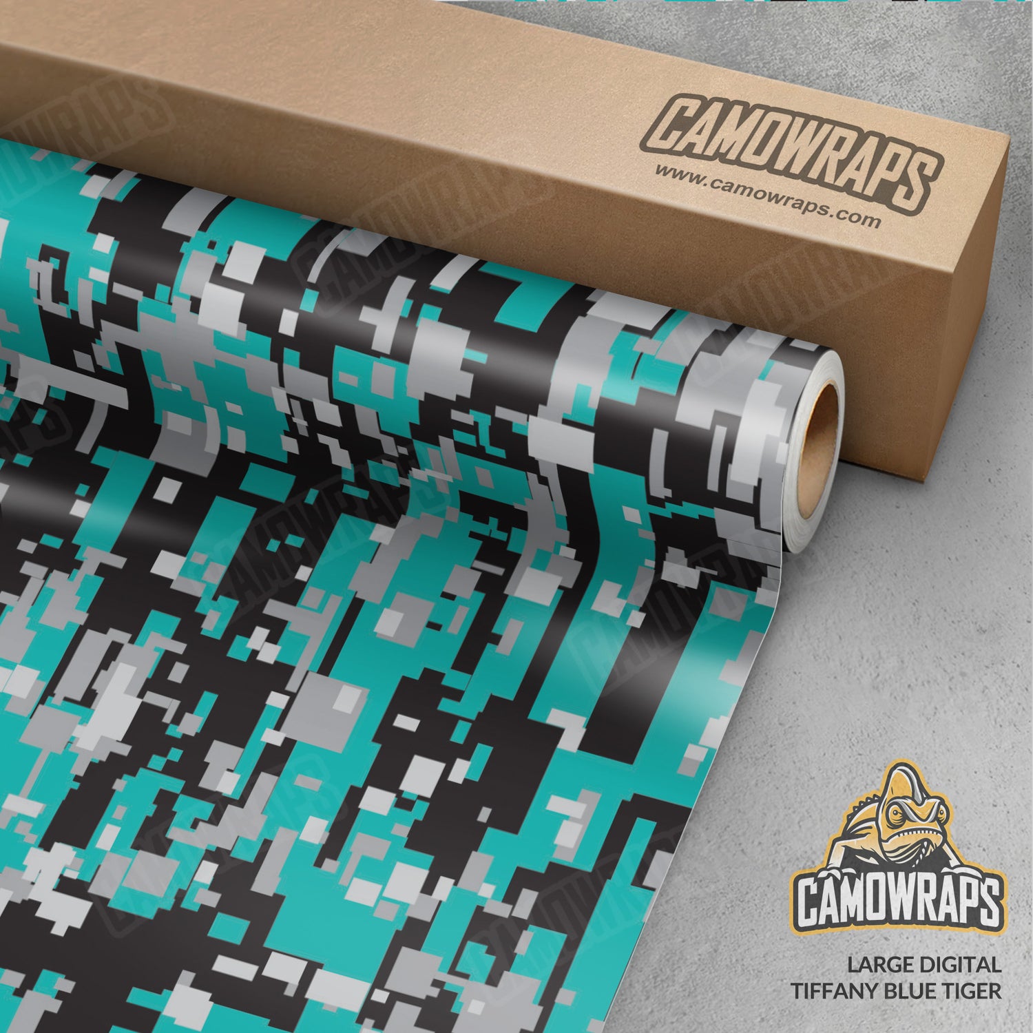 Large Digital Tiffany Blue Tiger Camo Vinyl Wrap