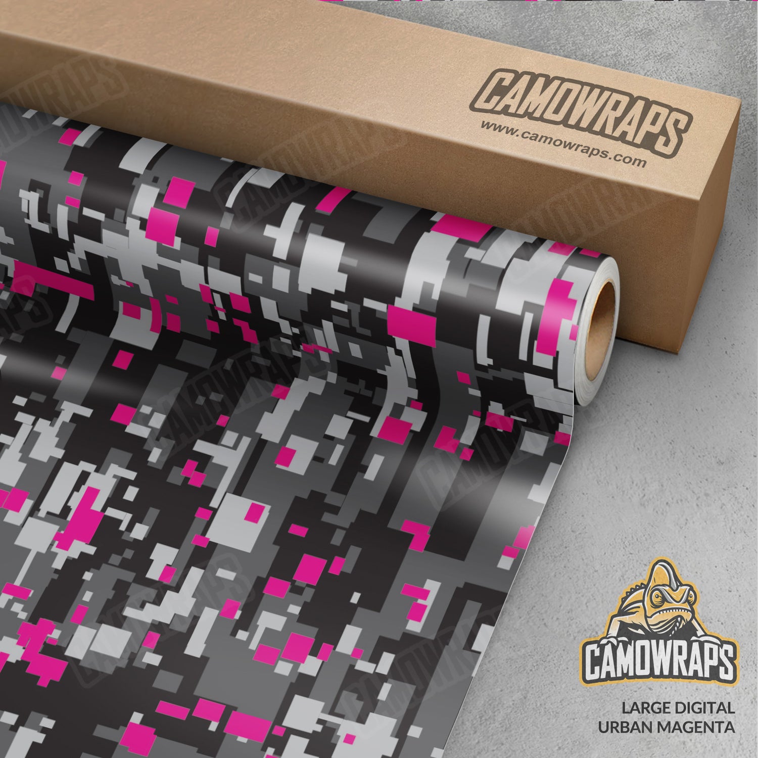 Large Digital Urban Magenta Camo Vinyl Wrap