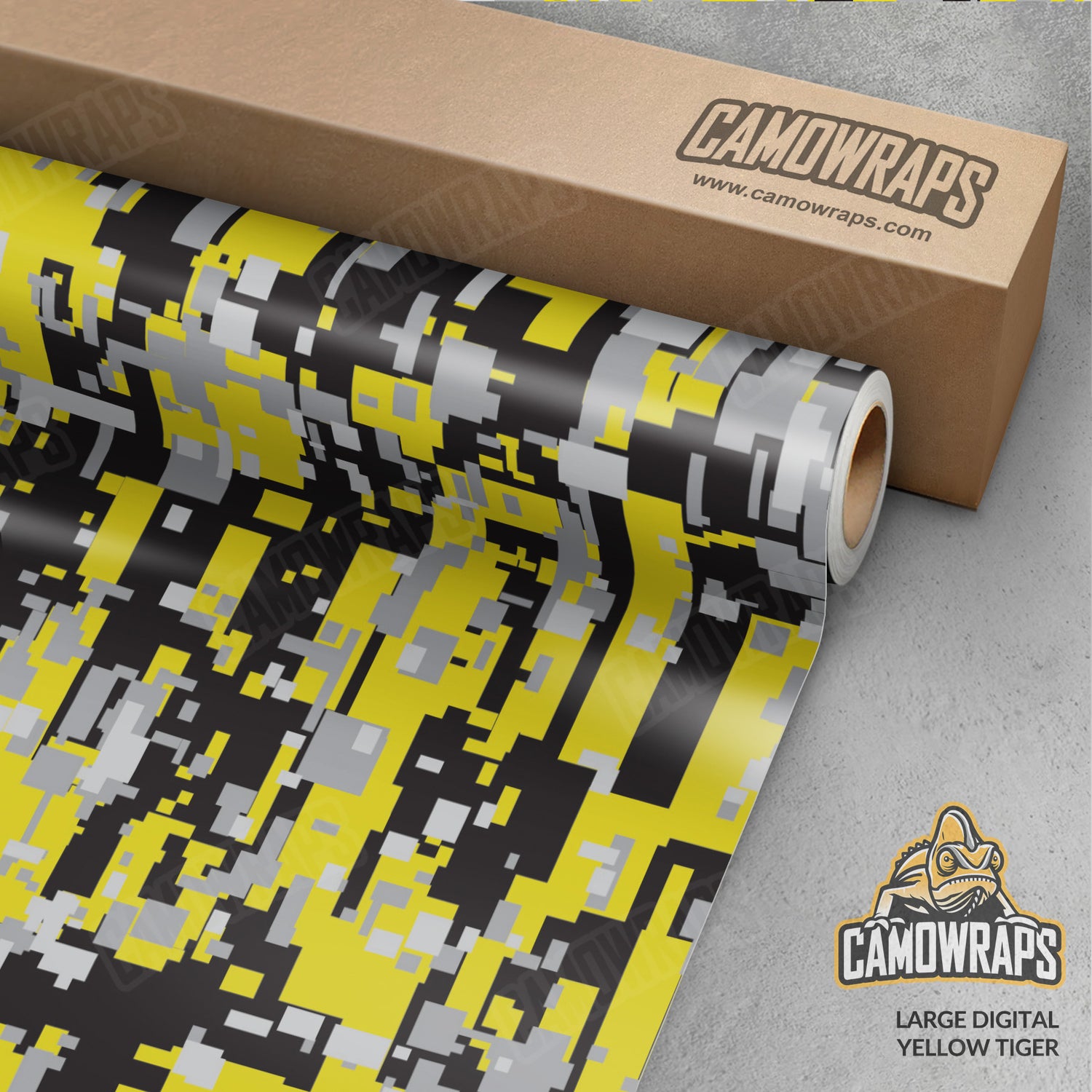 Large Digital Yellow Tiger Camo Vinyl Wrap