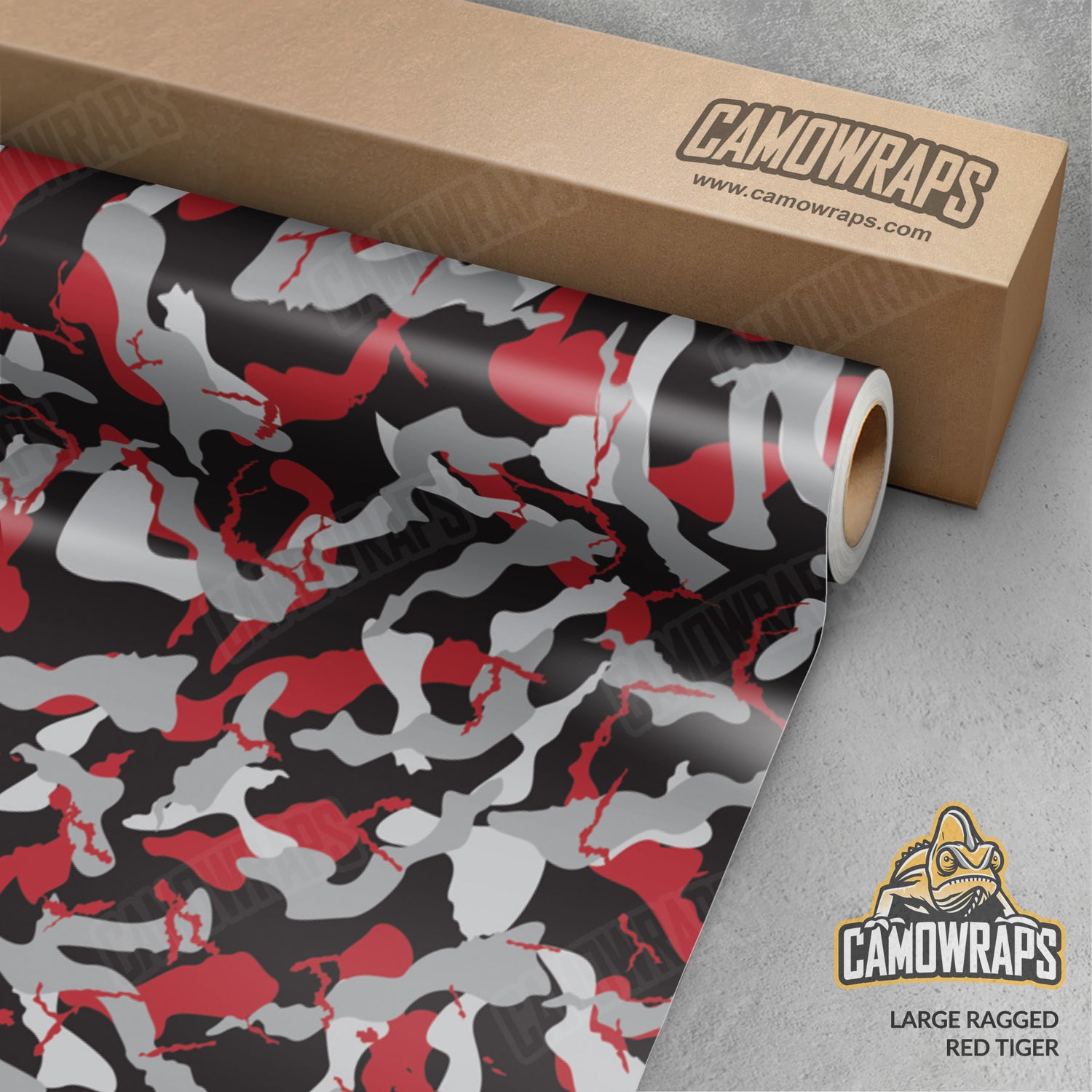 Large Ragged Red Tiger Camo Vinyl Wrap