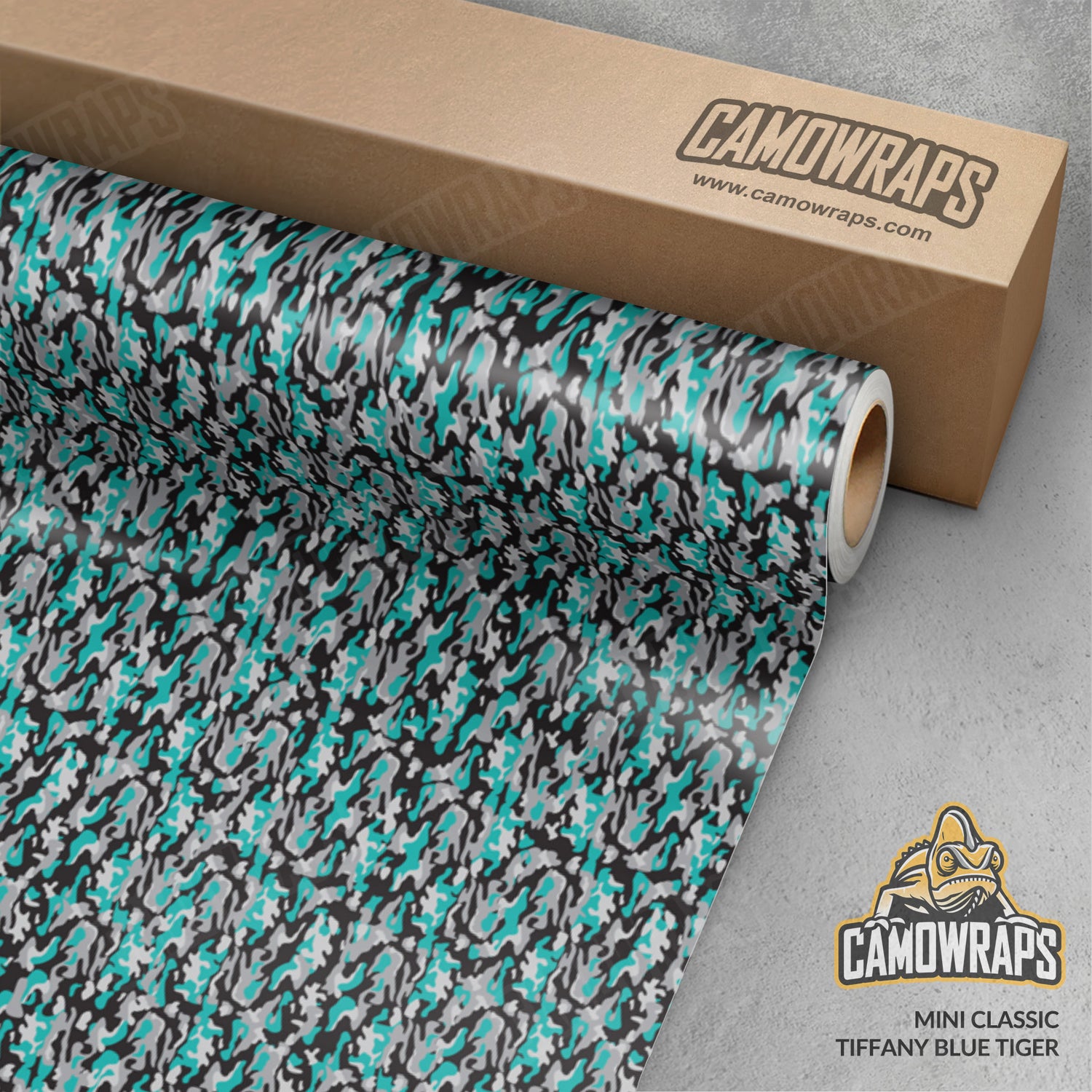 Mini Classic Tiffany Blue Tiger Camo Vinyl Wrap