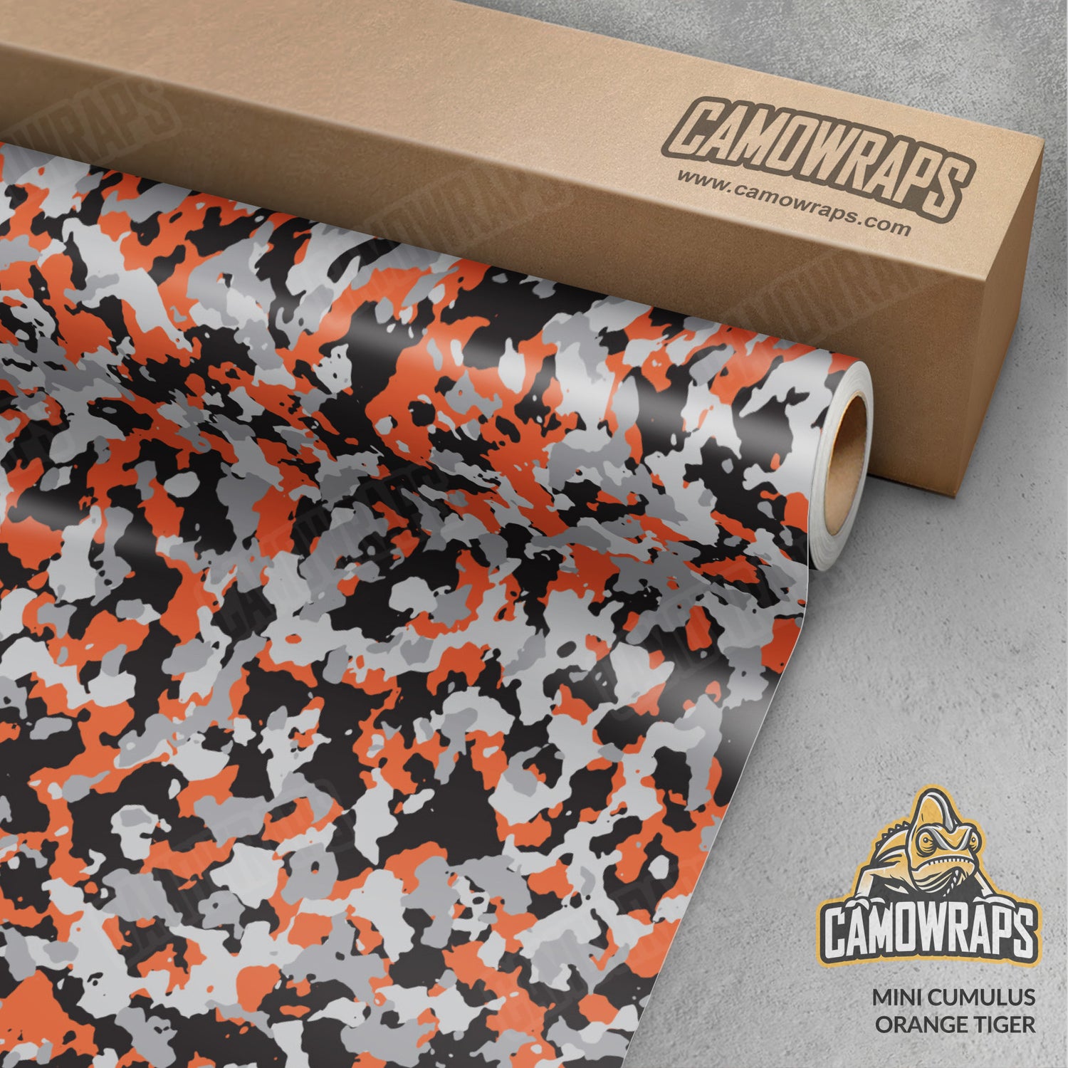 Mini Cumulus Orange Tiger Camo Vinyl Wrap