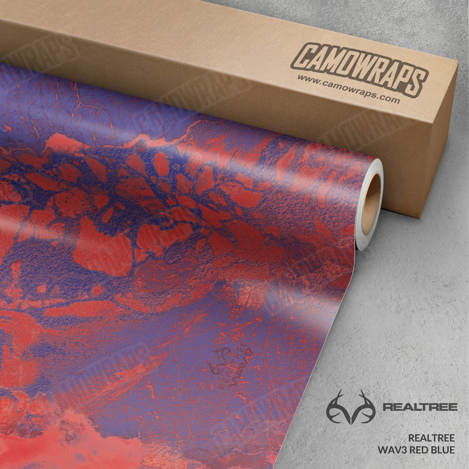 Realtree WAV3 Red Blue Camo Vinyl Wrap