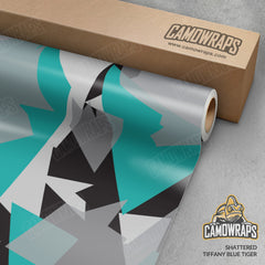 Shattered Tiffany Blue Tiger Camo Vinyl Wrap