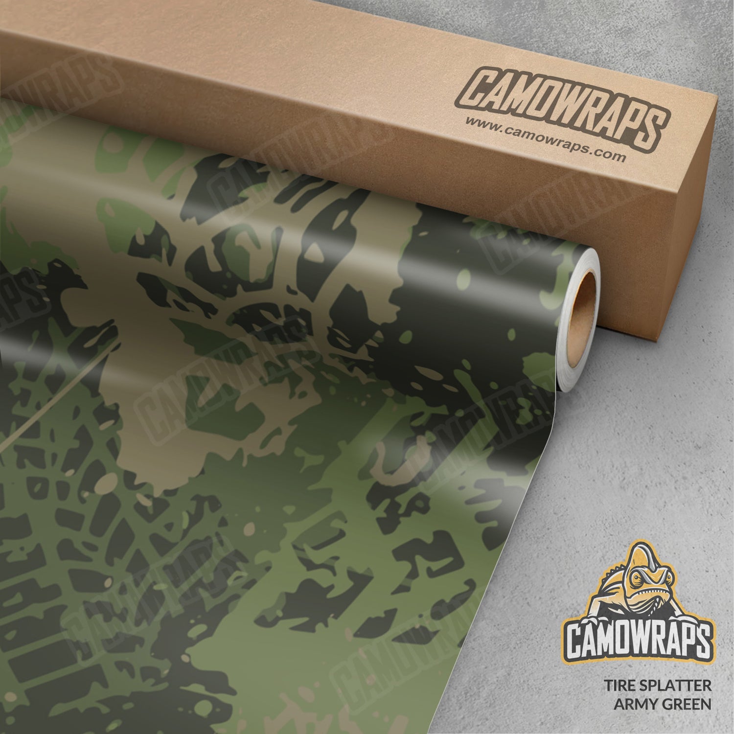 Tire Splatter Army Green Camo Vinyl Wrap