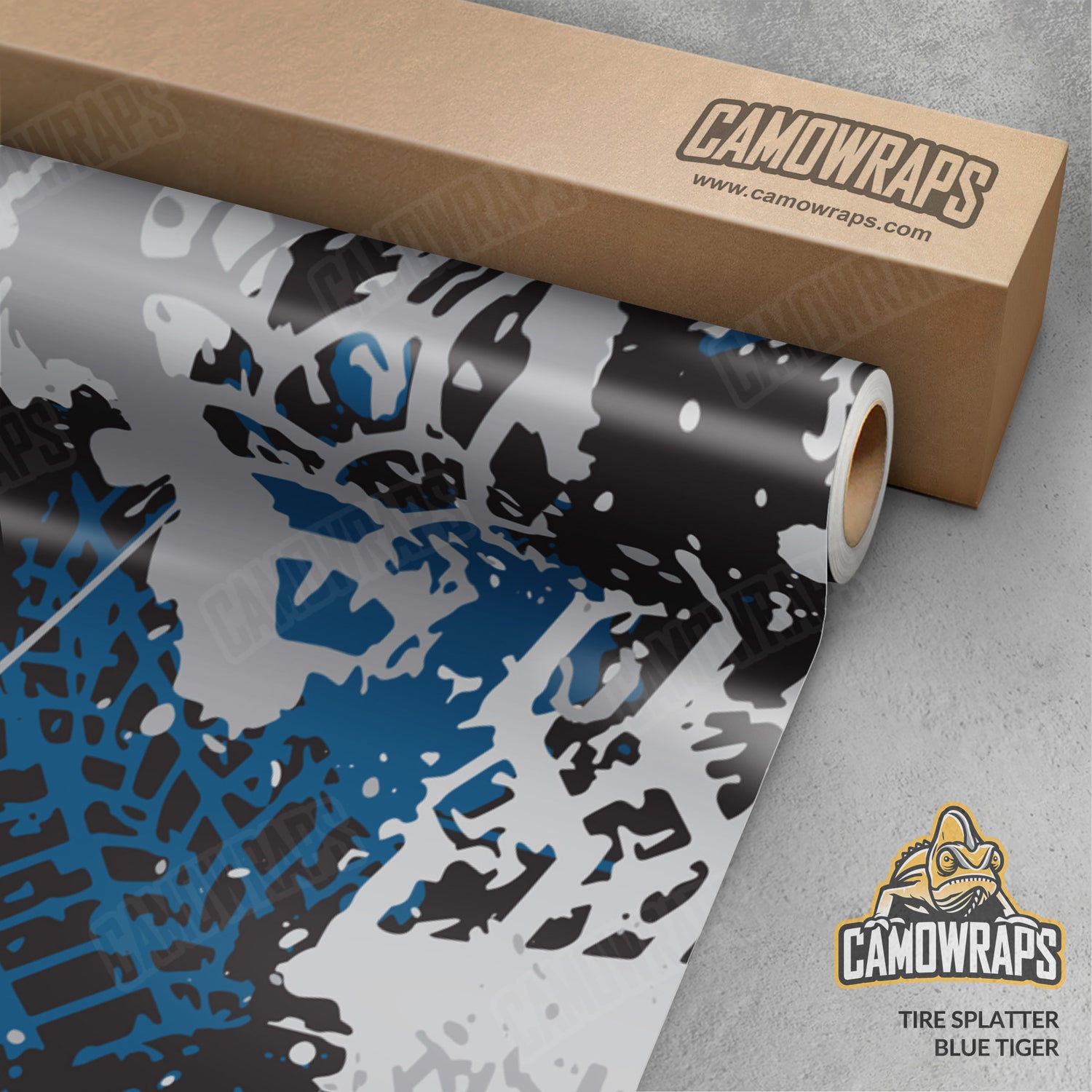 Tire Splatter Blue Tiger Camo Vinyl Wrap