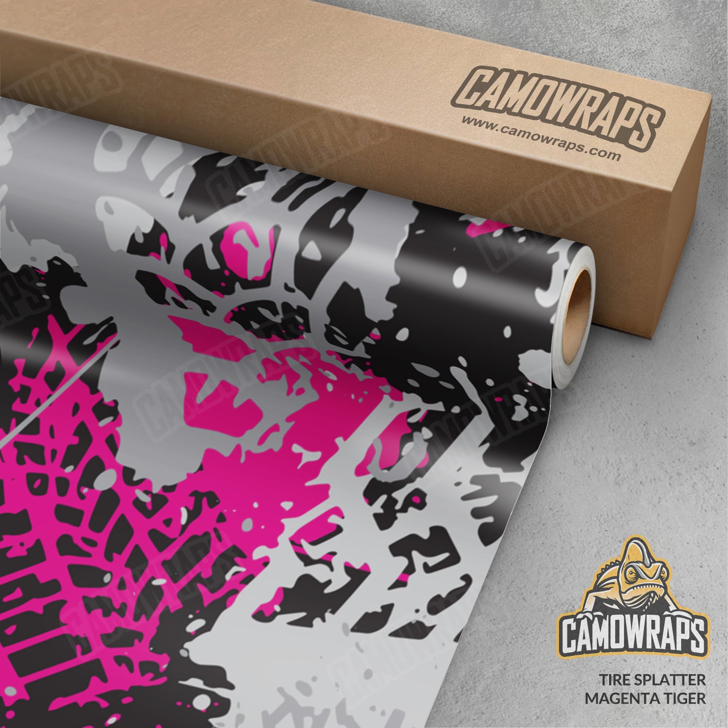 Tire Splatter Magenta Tiger Camo Vinyl Wrap