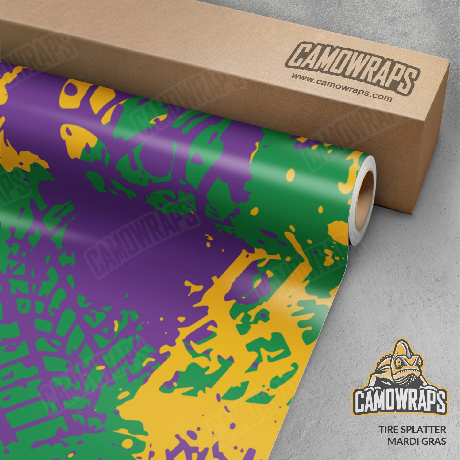 Tire Splatter Mardi Gras Camo Vinyl Wrap