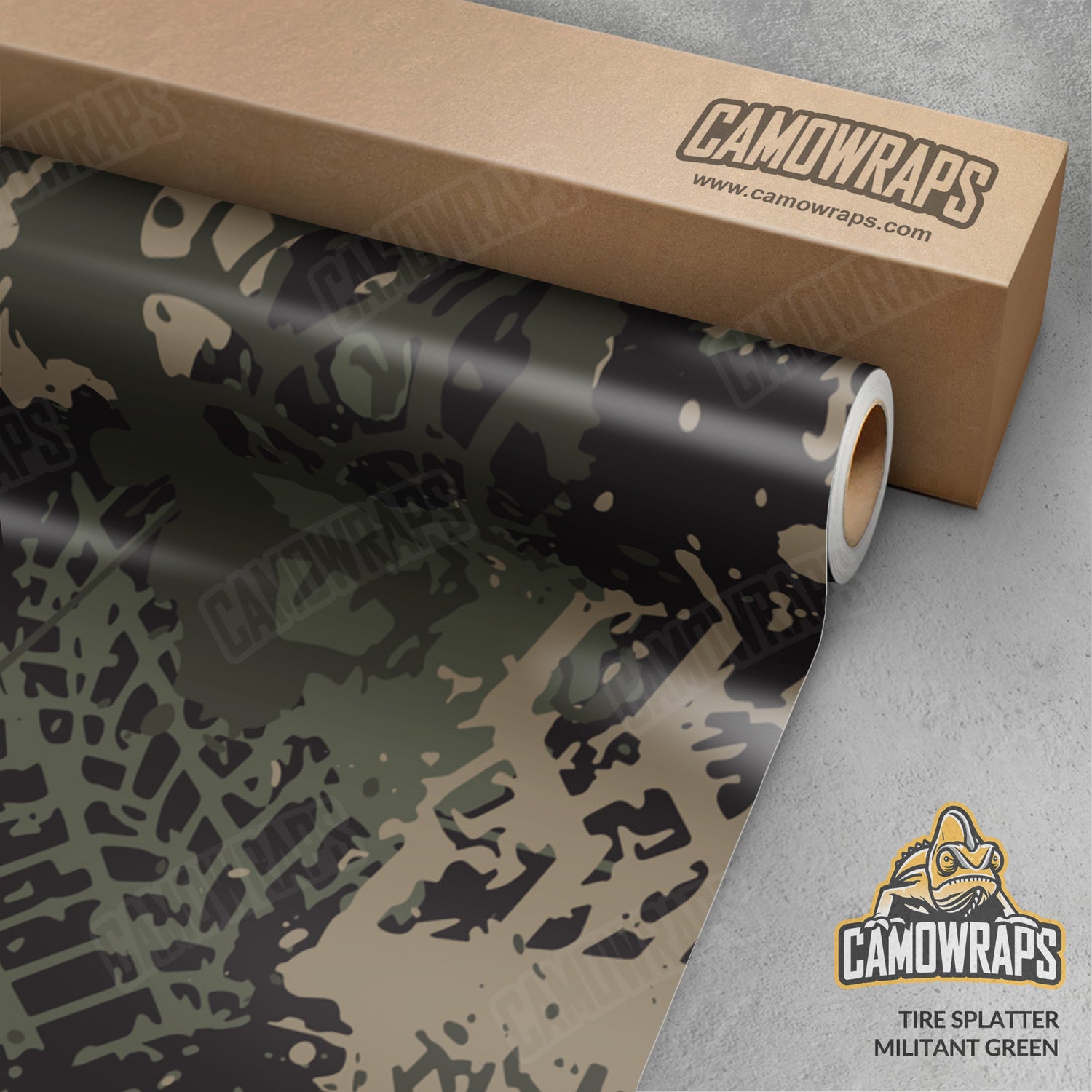 Tire Splatter Militant Green Camo Vinyl Wrap