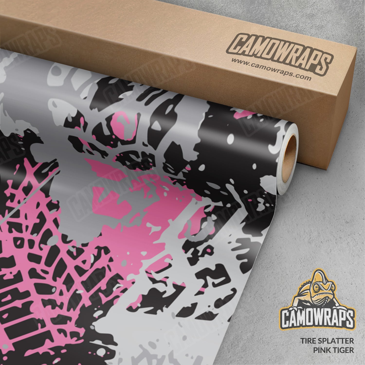 Tire Splatter Pink Tiger Camo Vinyl Wrap