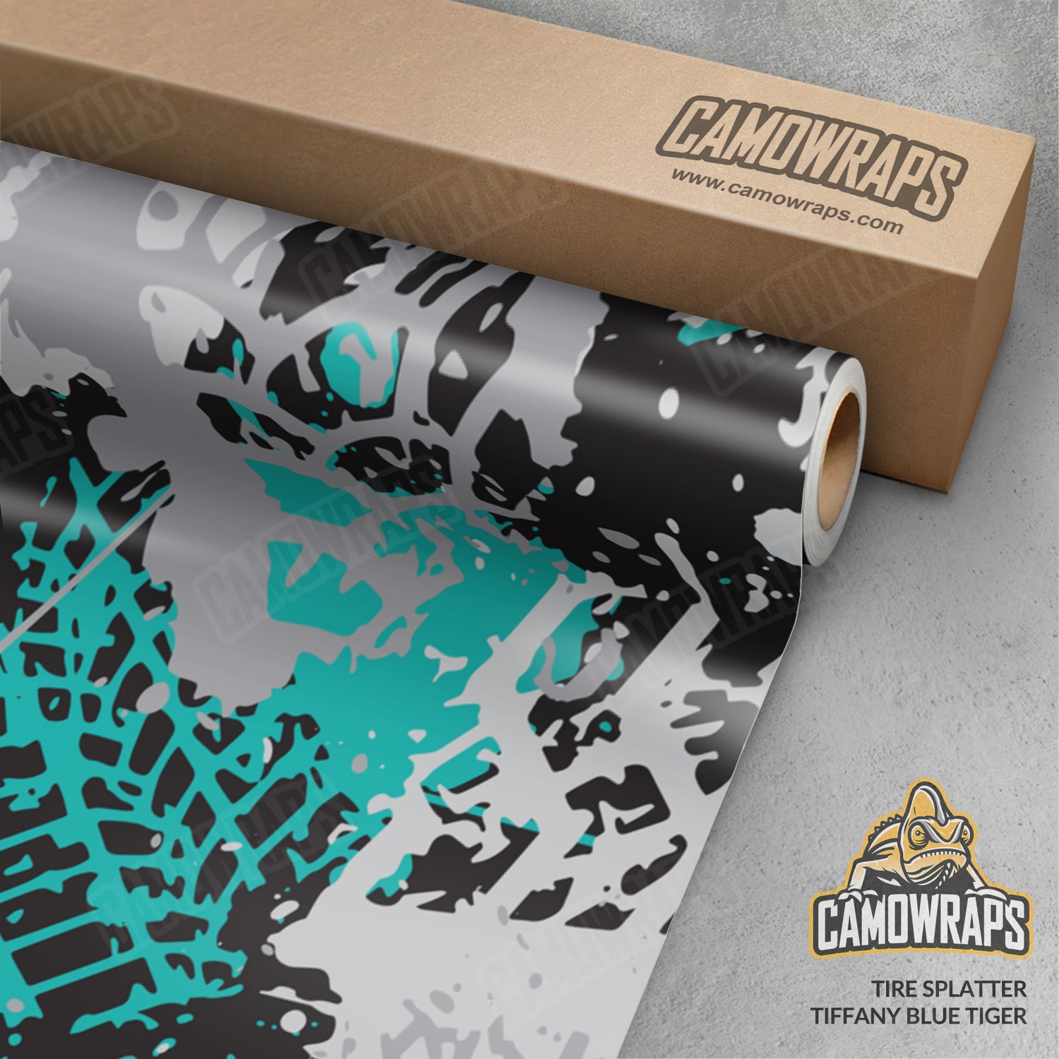 Tire Splatter Tiffany Blue Tiger Camo Vinyl Wrap