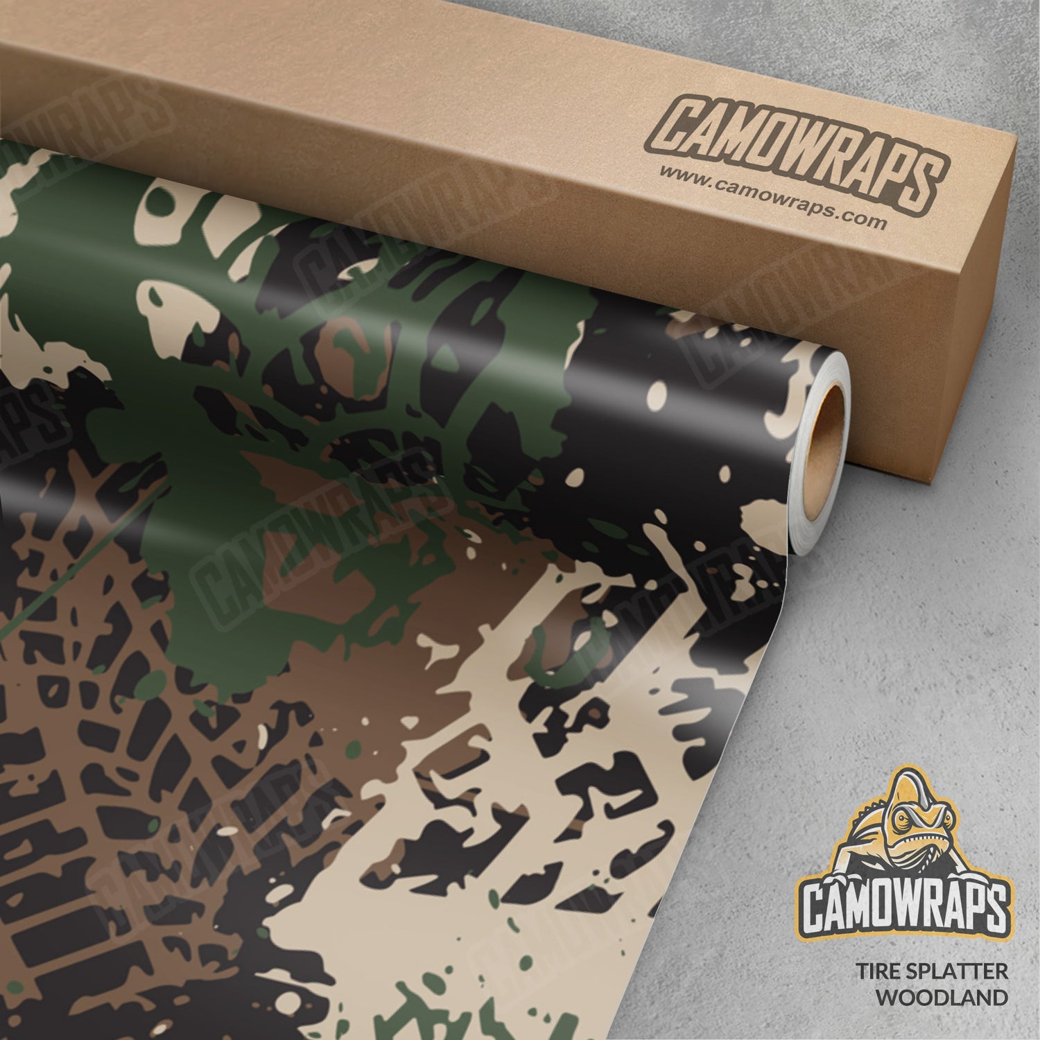 Tire Splatter Woodland Camo Vinyl Wrap