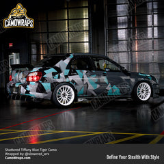 blue shattered blue camo car wrap