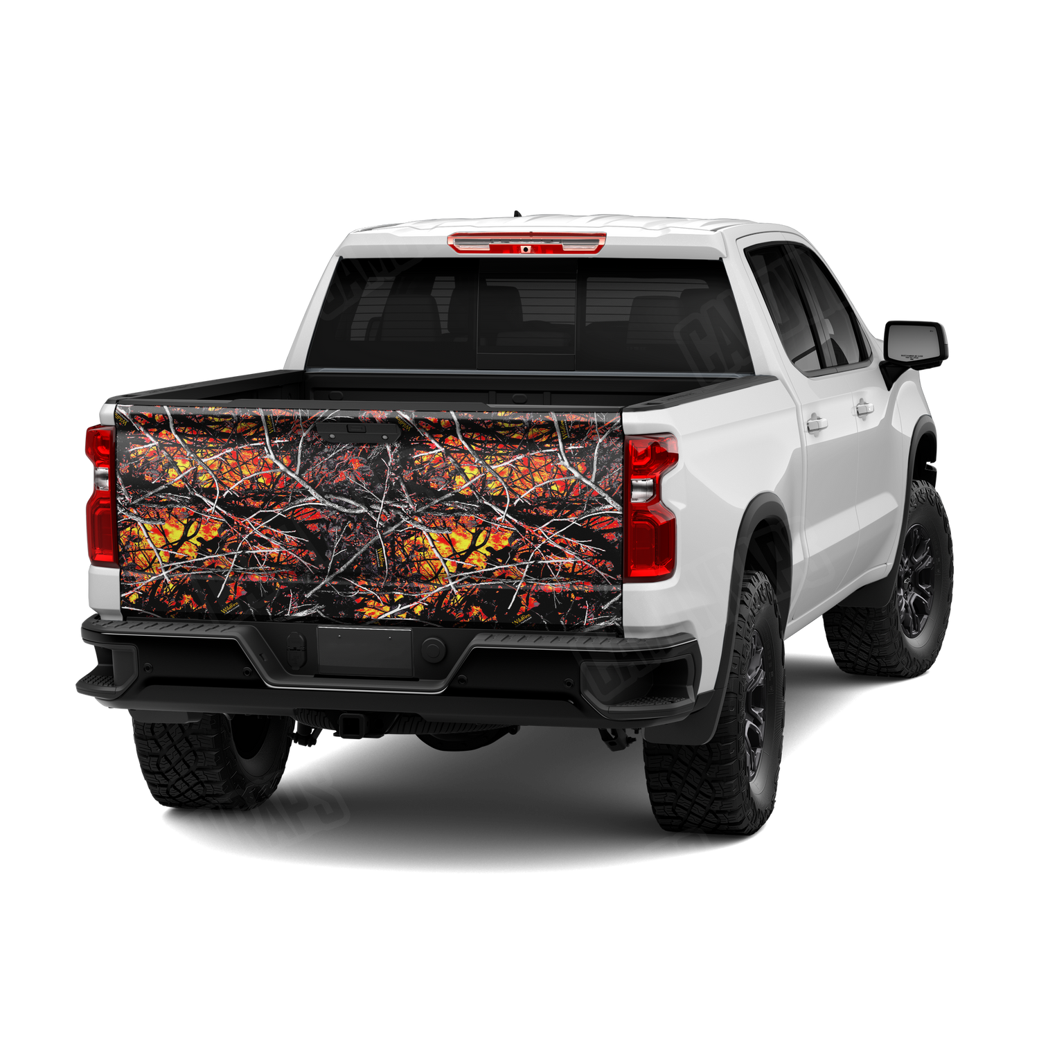 Sirphis Wildfire Camo Tailgate Vinyl Wrap