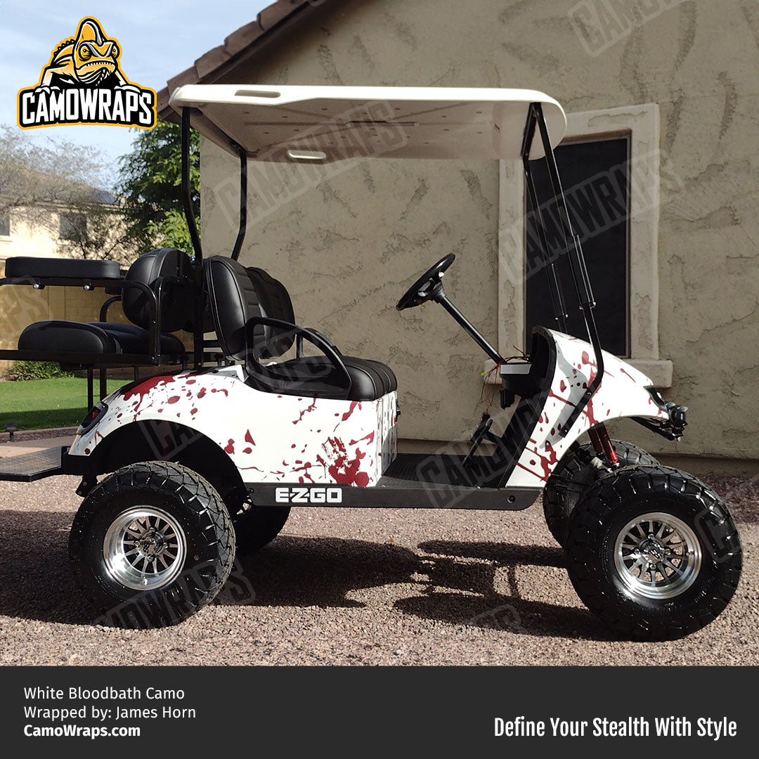 bloody white golf cart wrap