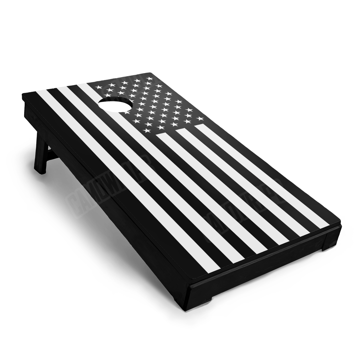 Patriotic American Flag Grayscale Cornhole Vinyl Wrap