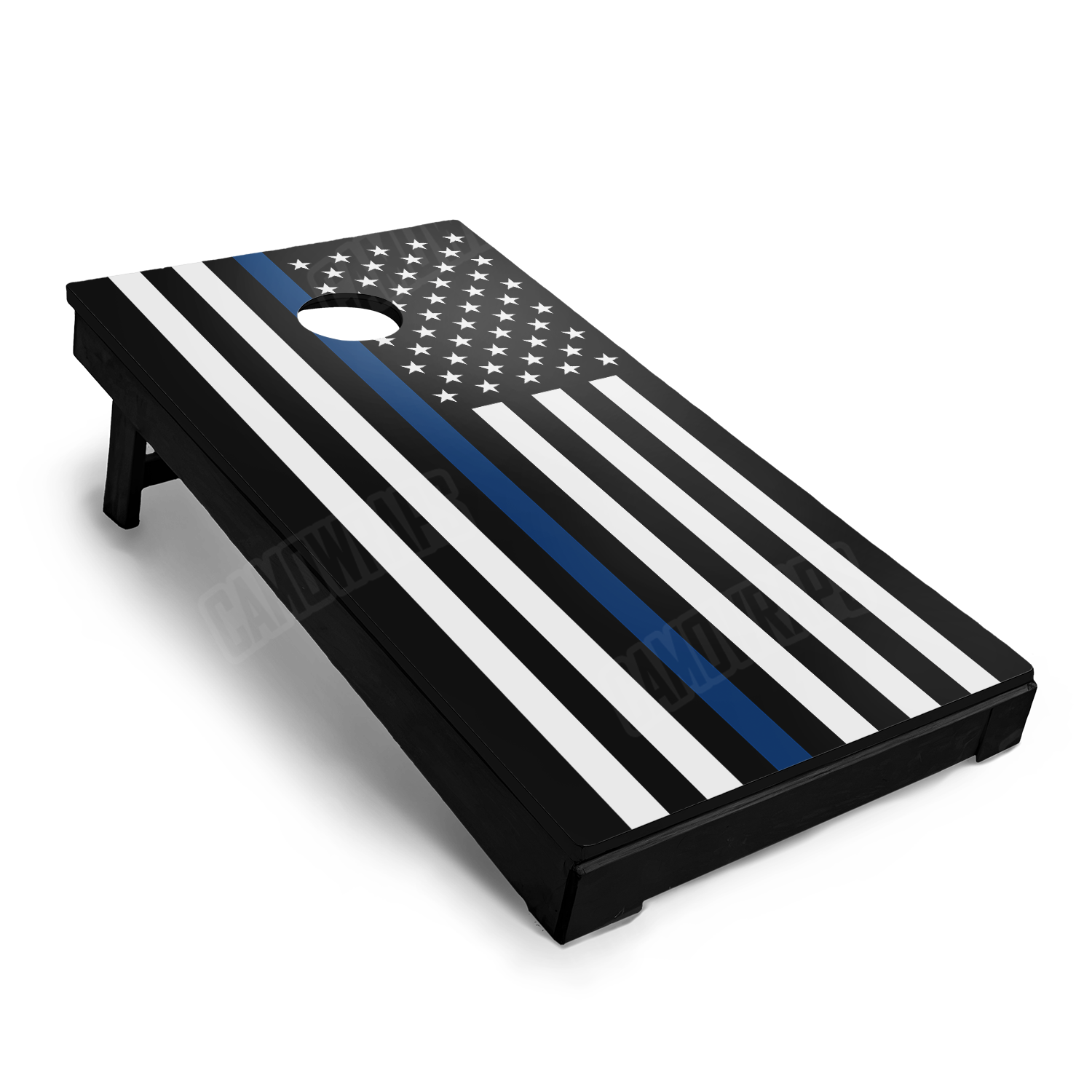 Patriotic Police Service Flag Cornhole Vinyl Wrap