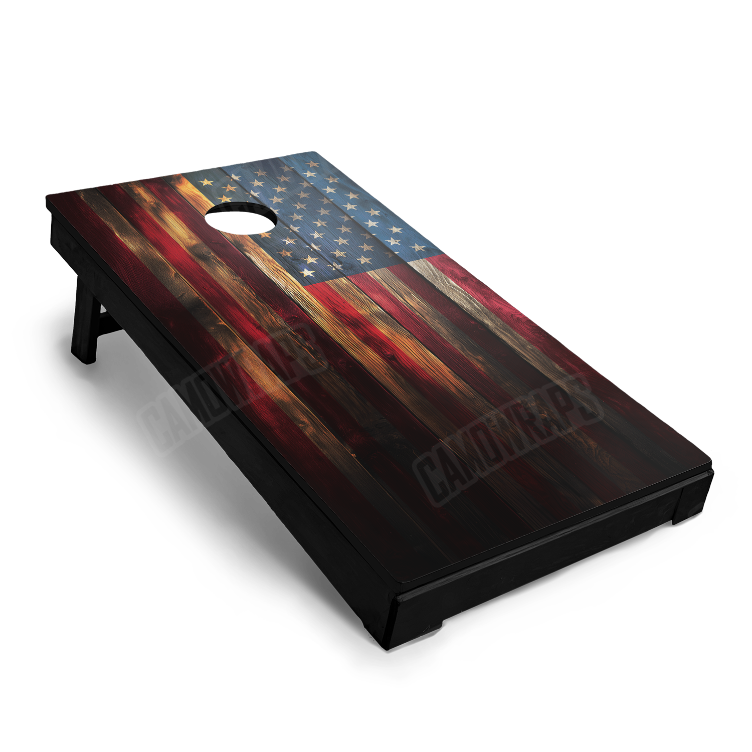 Patriotic Wood American Flag Cornhole Vinyl Wrap