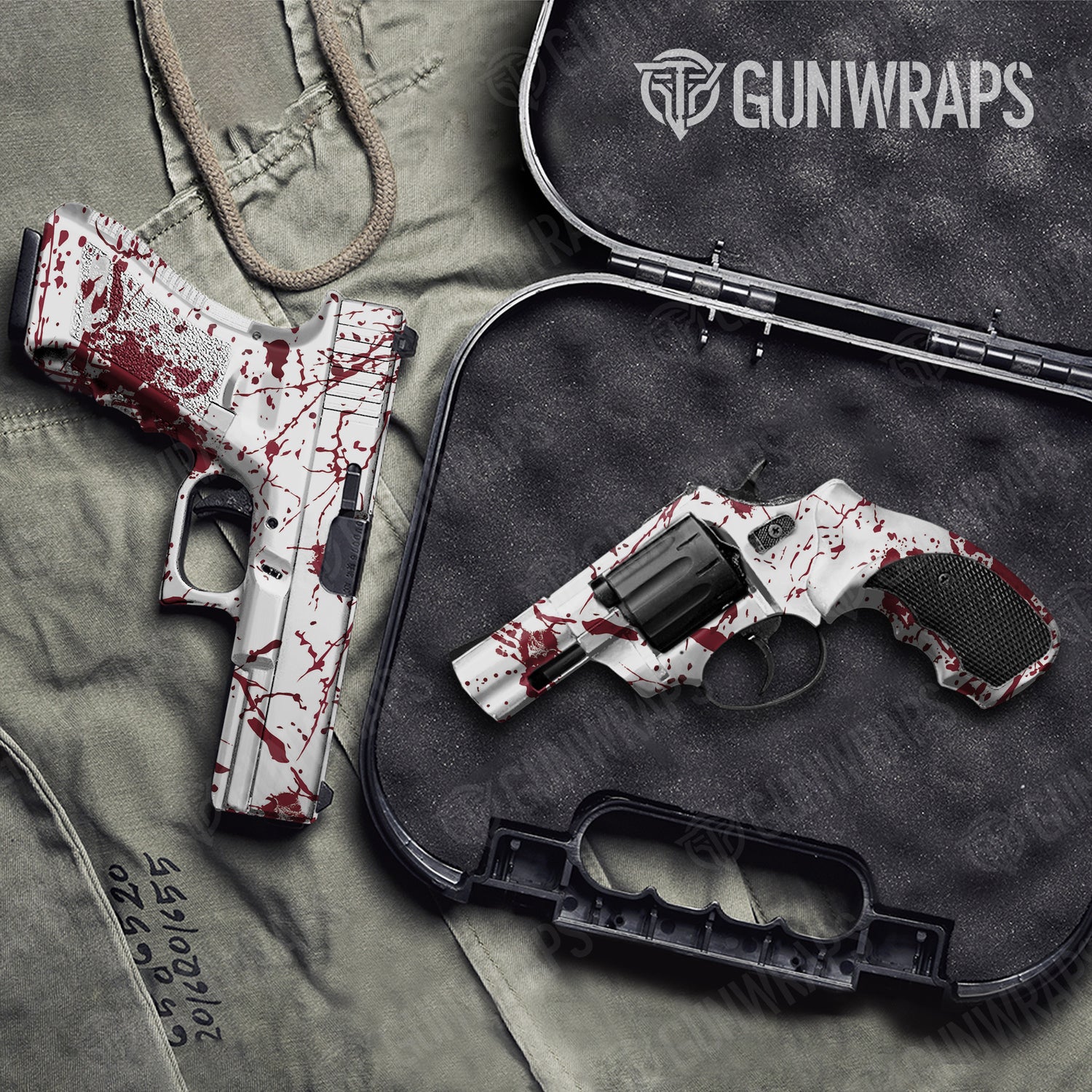 Handgun Bloodbath White Camo Gun Skin Vinyl Wrap