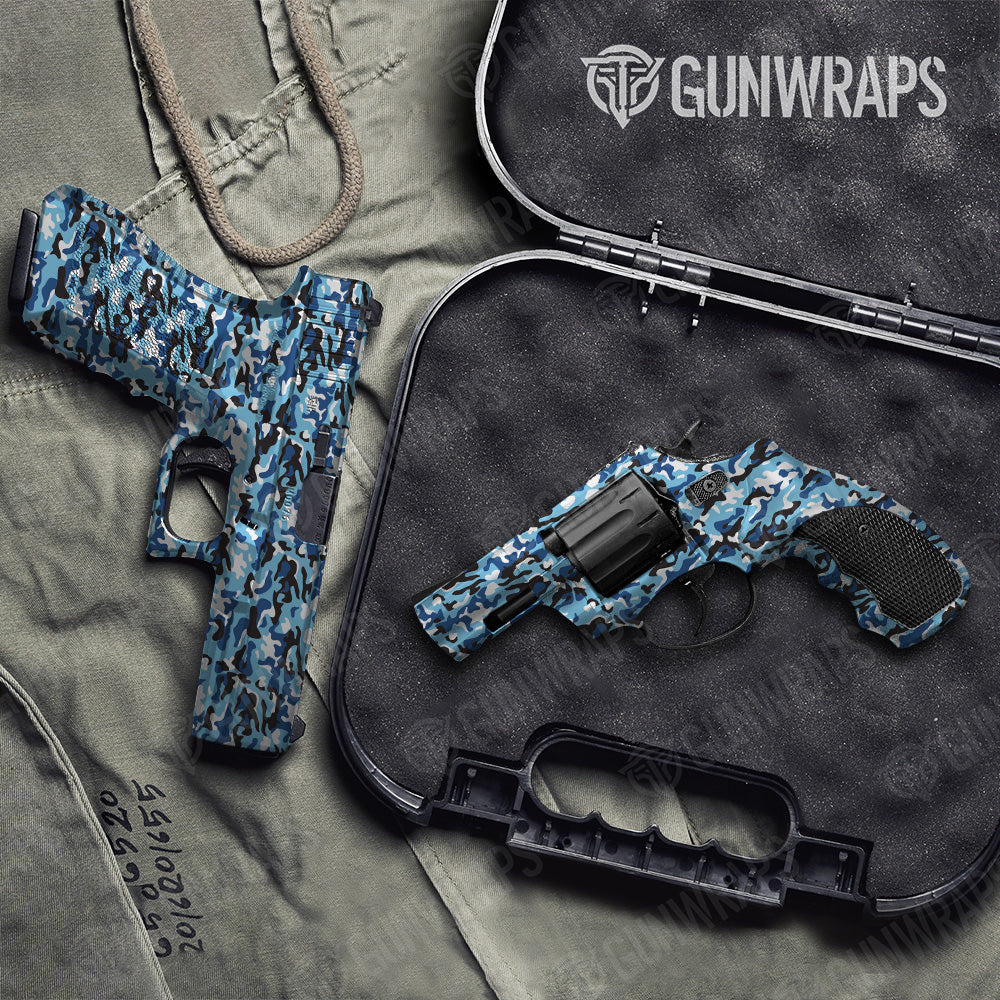 Handgun Classic Baby Blue Camo Gun Skin Vinyl Wrap