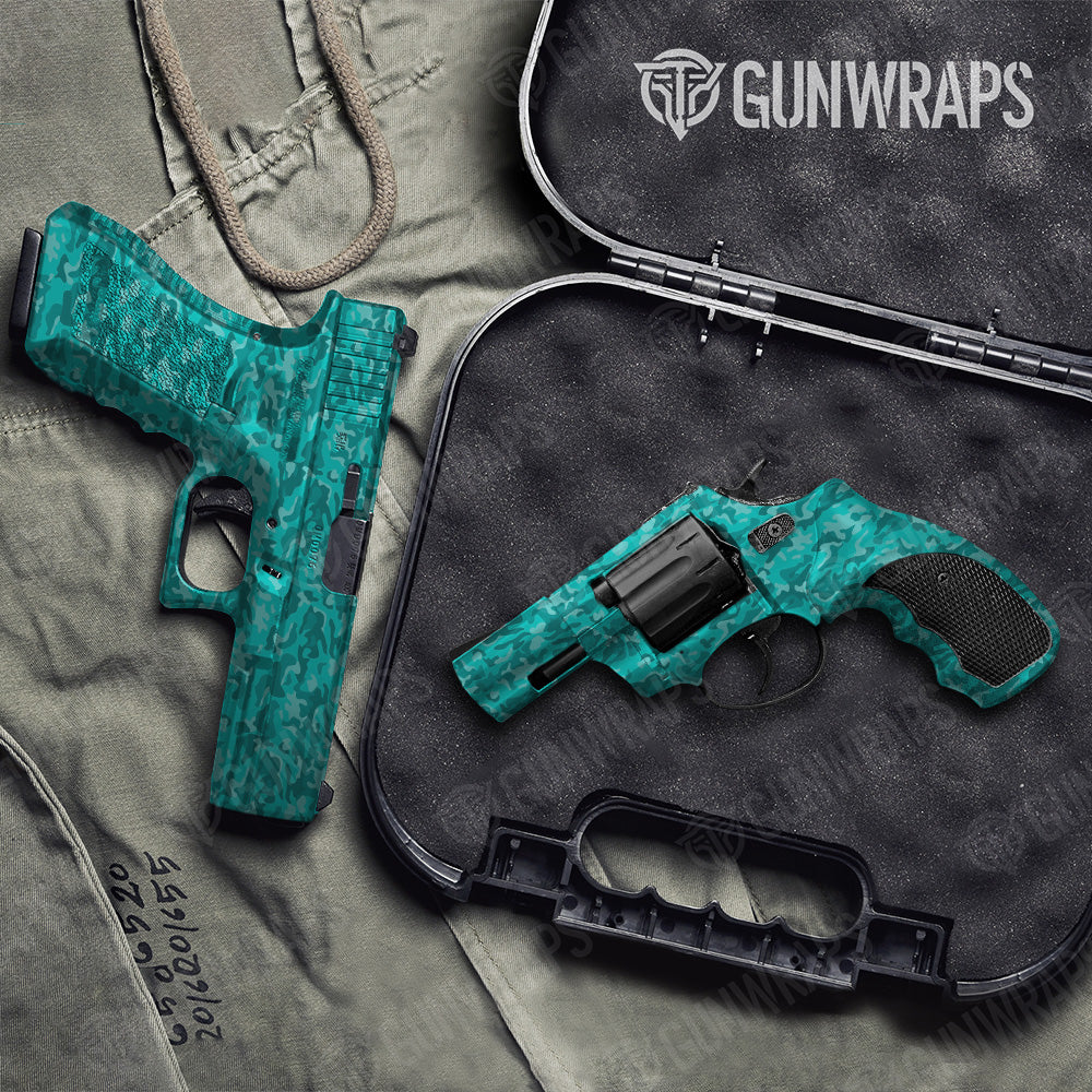 Handgun Classic Elite Tiffany Blue Camo Gun Skin Vinyl Wrap