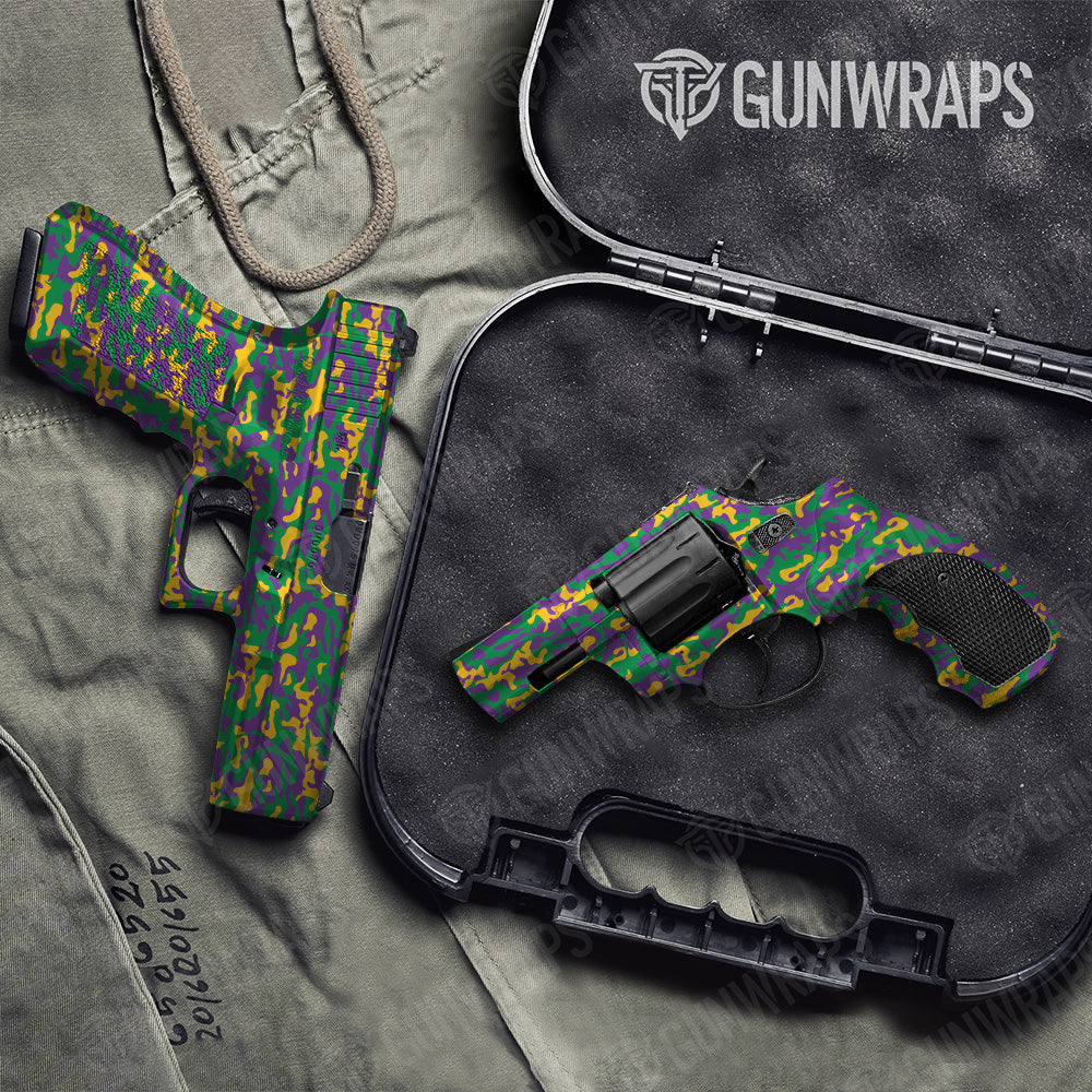 Handgun Classic Mardi Gras Camo Gun Skin Vinyl Wrap