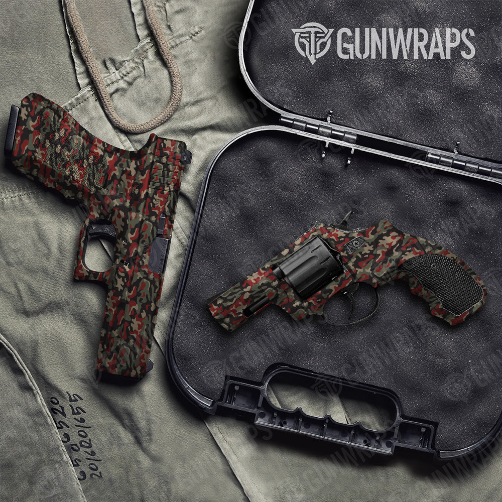 Handgun Classic Militant Red Camo Gun Skin Vinyl Wrap