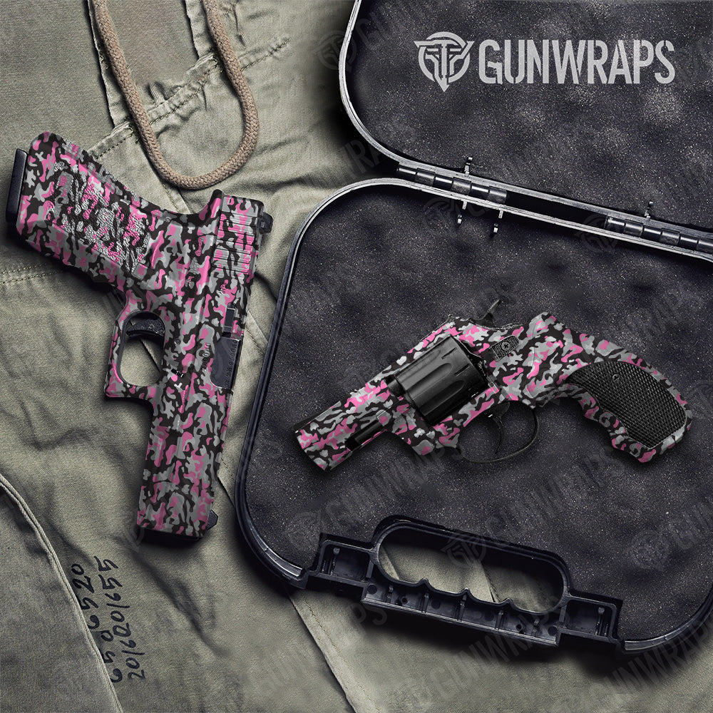 Handgun Classic Pink Tiger Camo Gun Skin Vinyl Wrap