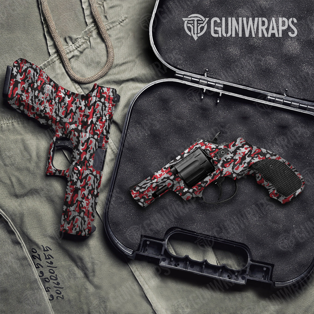 Handgun Classic Red Tiger Camo Gun Skin Vinyl Wrap