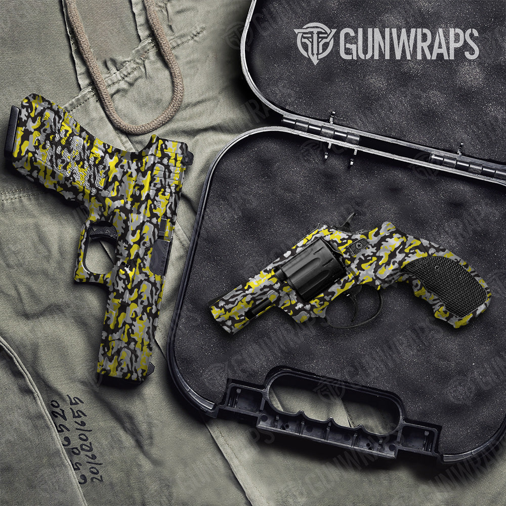 Handgun Classic Yellow Tiger Camo Gun Skin Vinyl Wrap