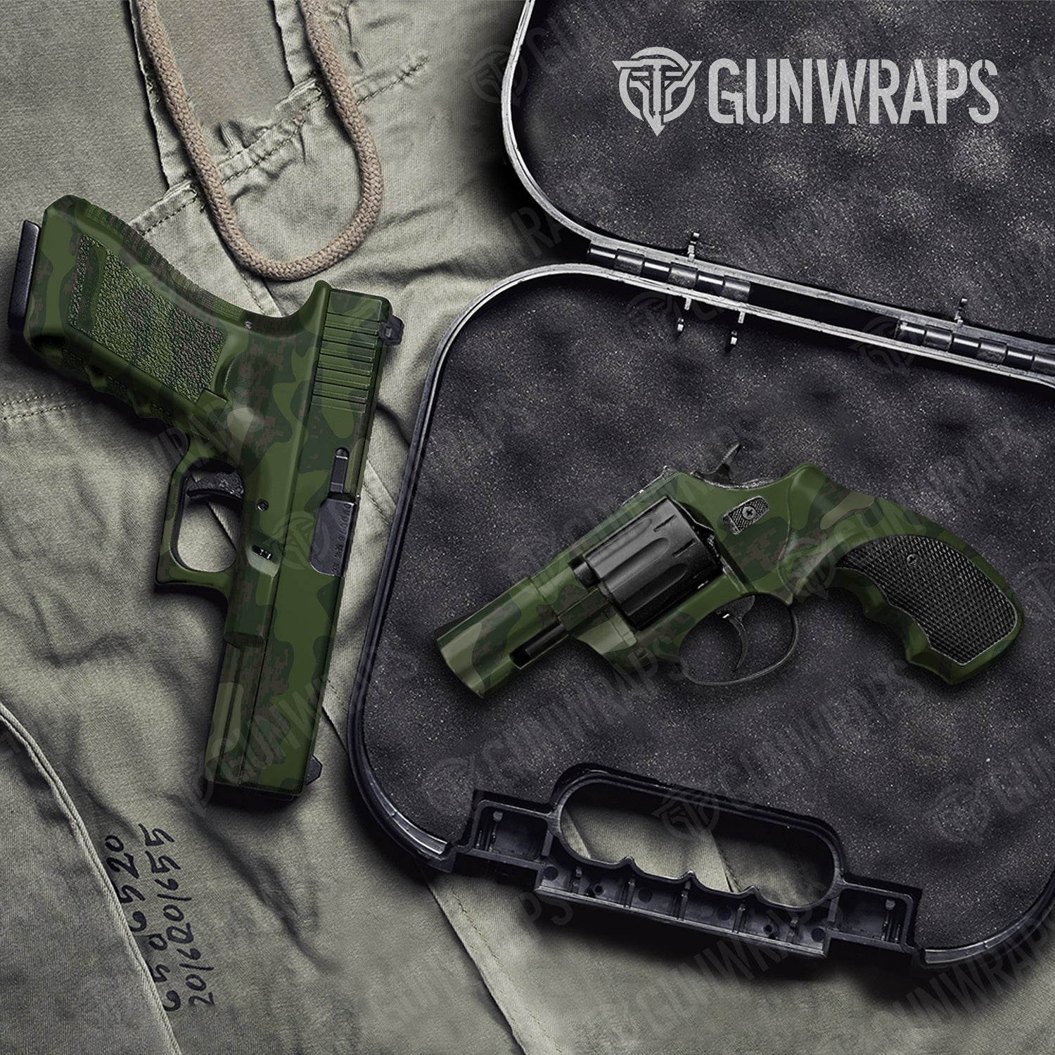 Handgun Compound Army Dark Green Camo Gun Skin Vinyl Wrap