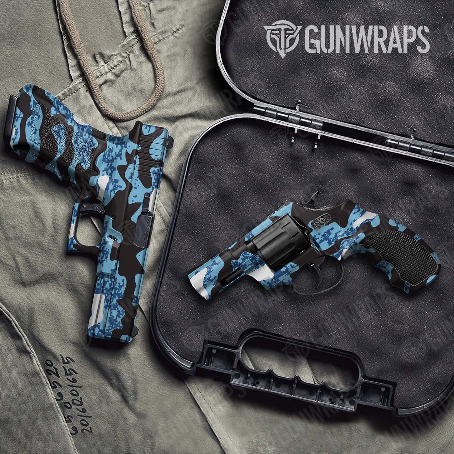 Handgun Compound Baby Blue Camo Gun Skin Vinyl Wrap