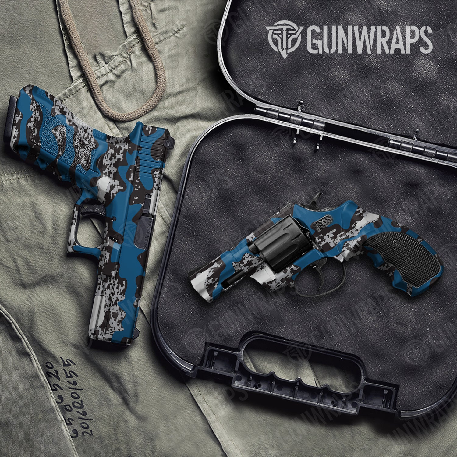 Handgun Compound Blue Tiger Camo Gun Skin Vinyl Wrap