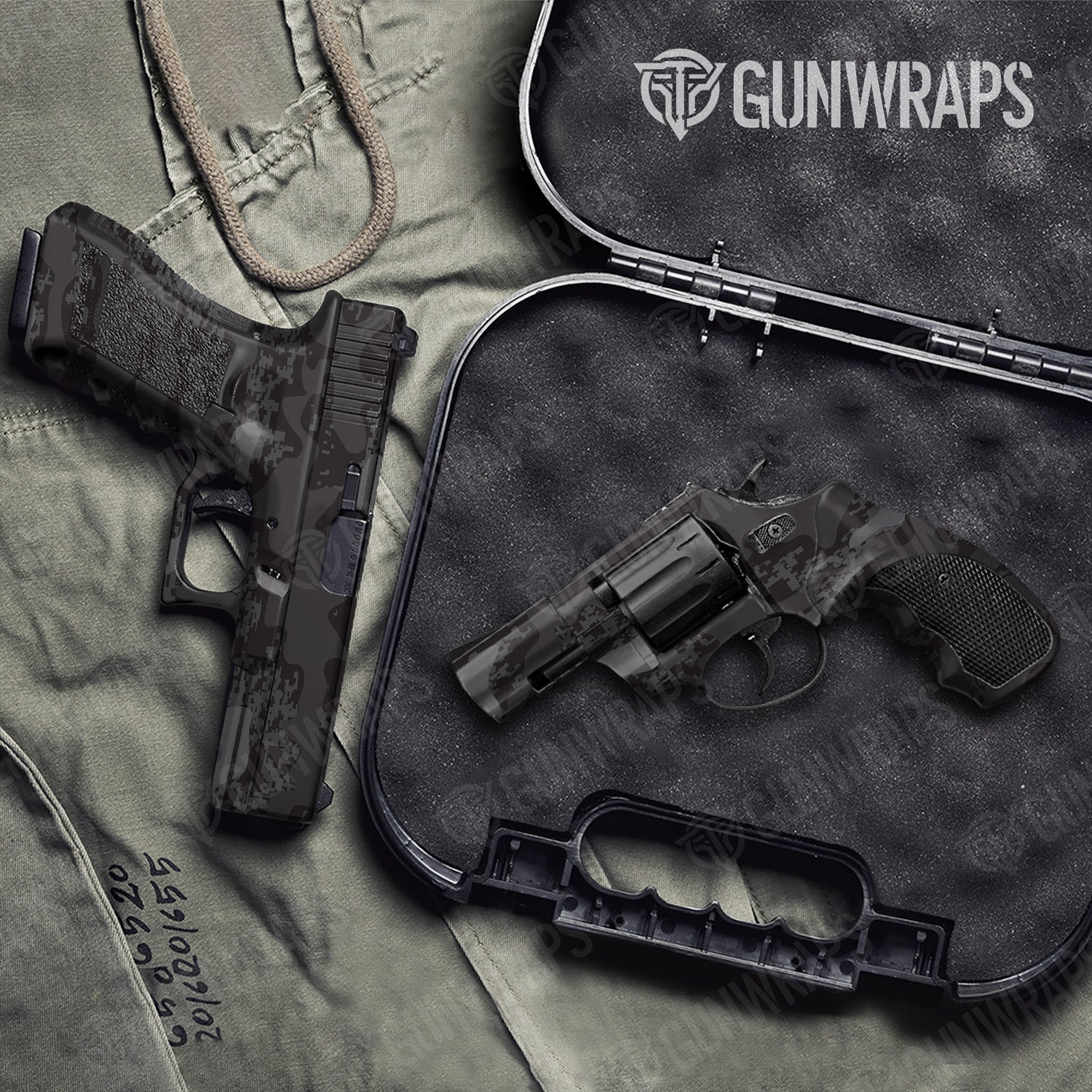 Handgun Compound Elite Black Camo Gun Skin Vinyl Wrap