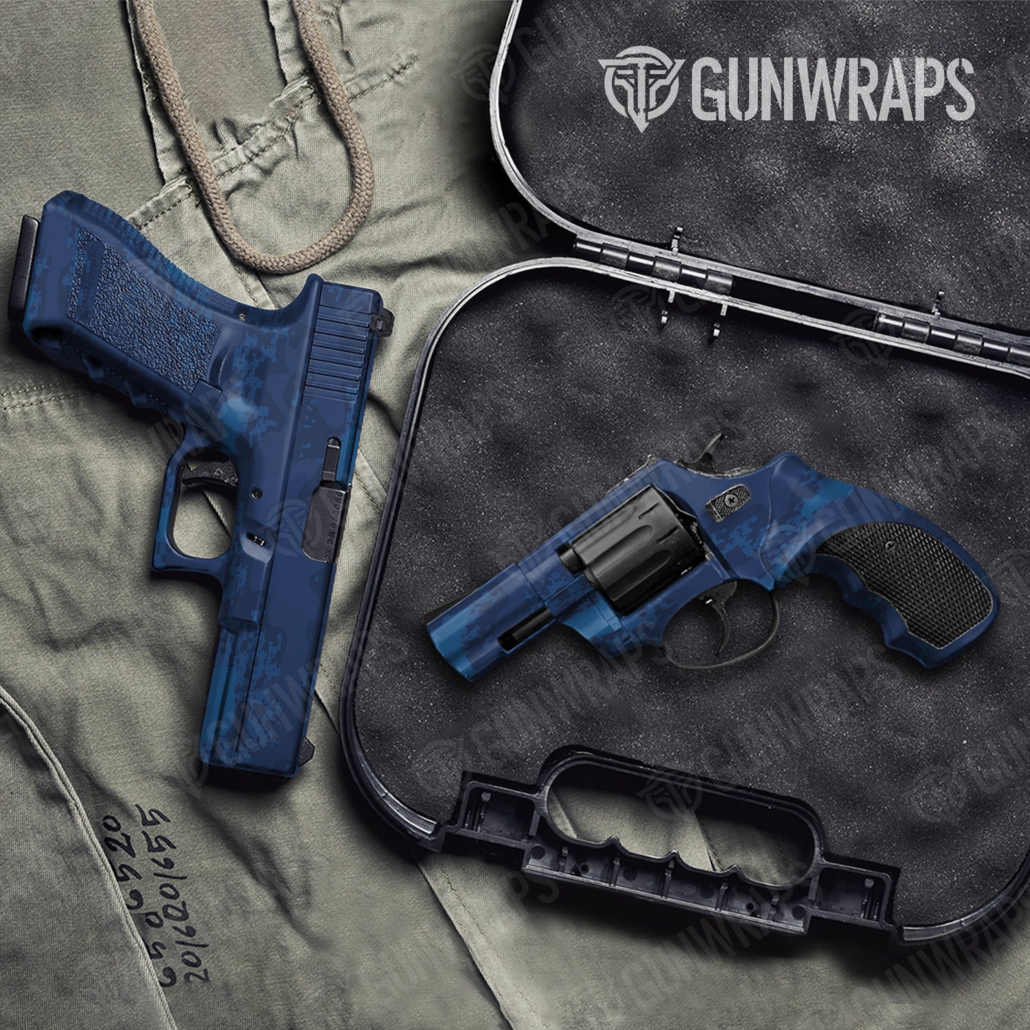 Handgun Compound Elite Blue Camo Gun Skin Vinyl Wrap