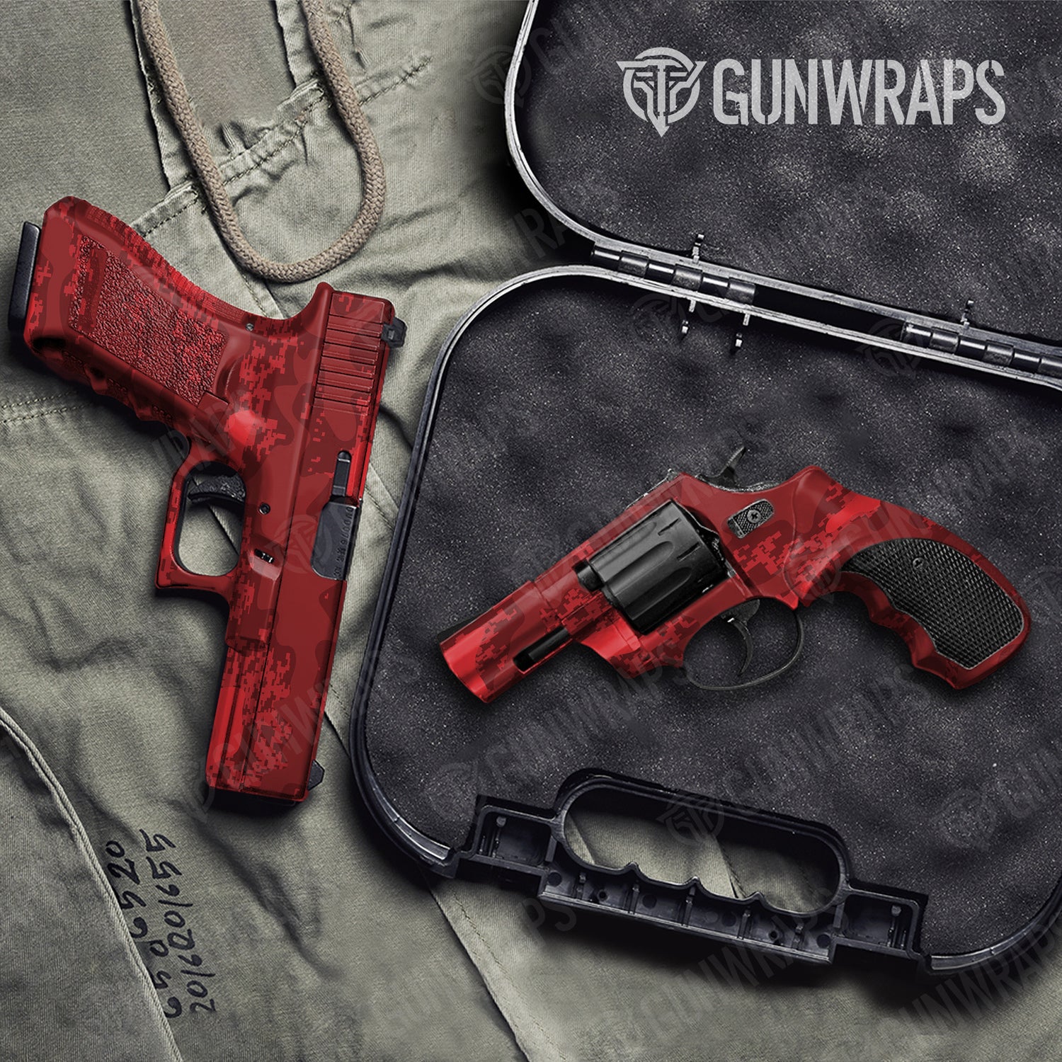 Handgun Compound Elite Red Camo Gun Skin Vinyl Wrap