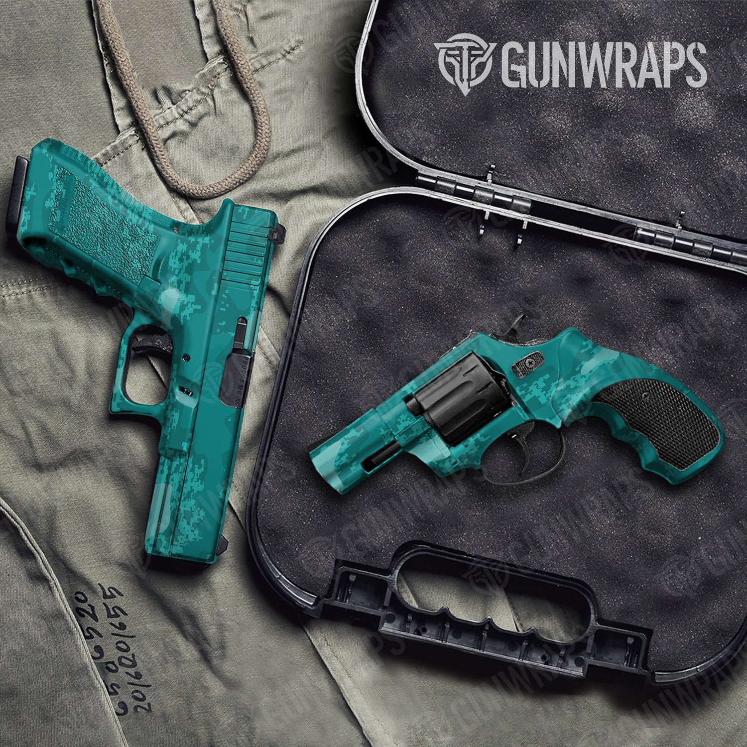 Handgun Compound Elite Tiffany Blue Camo Gun Skin Vinyl Wrap