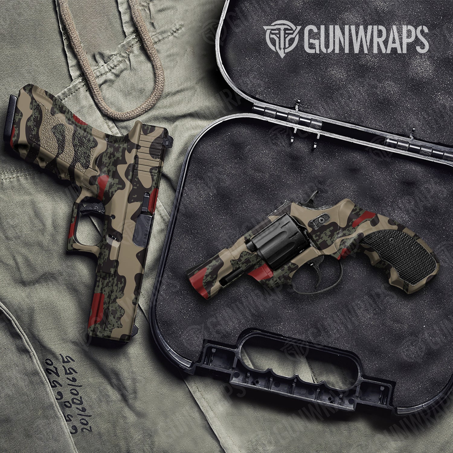 Handgun Compound Militant Red Camo Gun Skin Vinyl Wrap