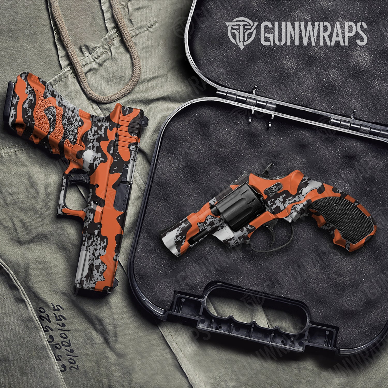 Handgun Compound Orange Tiger Camo Gun Skin Vinyl Wrap