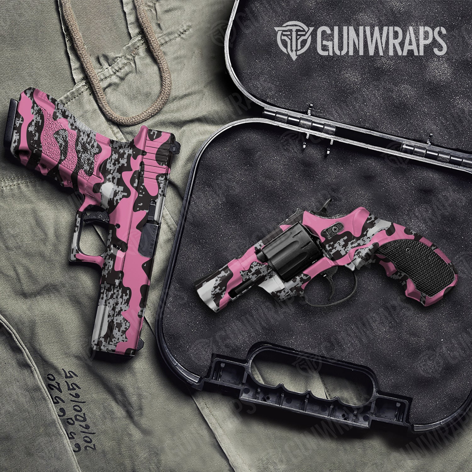 Handgun Compound Pink Tiger Camo Gun Skin Vinyl Wrap