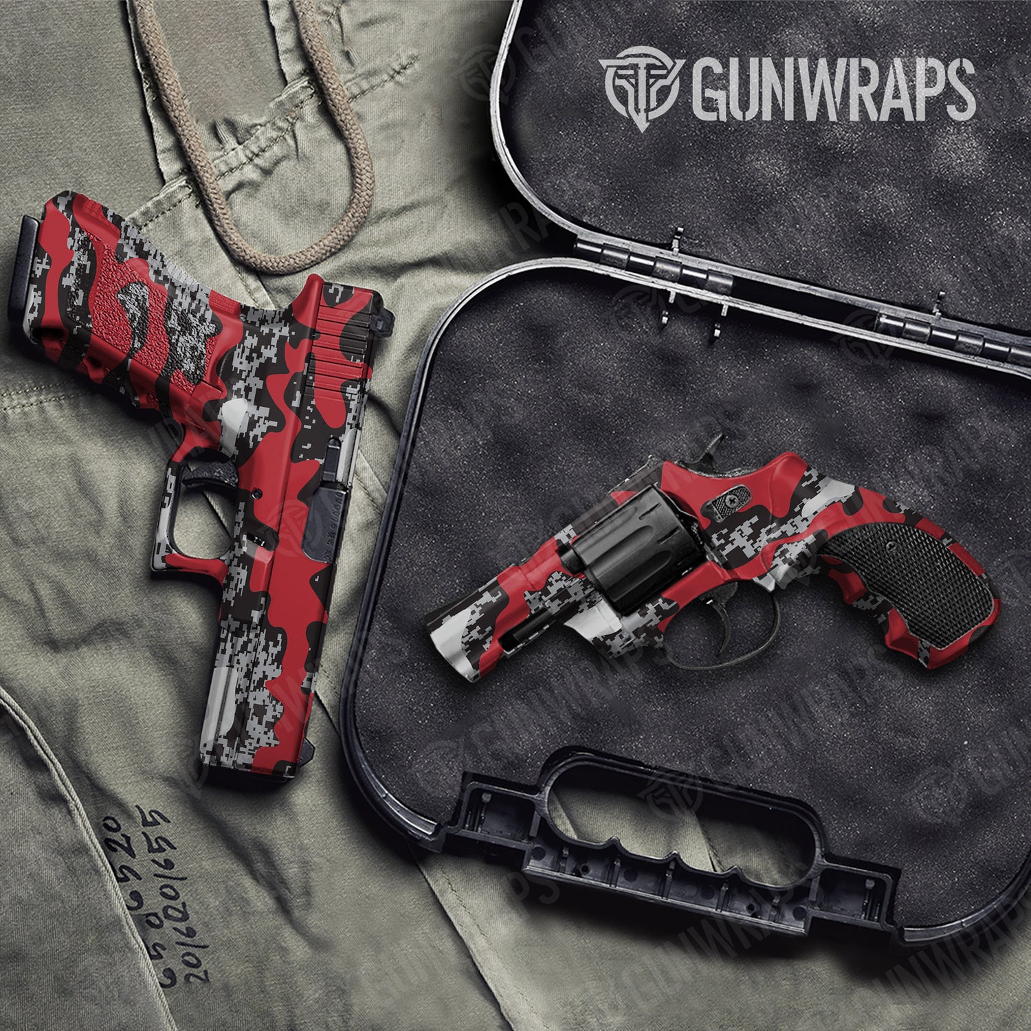 Handgun Compound Red Tiger Camo Gun Skin Vinyl Wrap